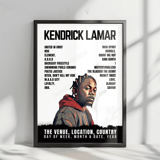 Kendrick Lamar Setlist Tour Poster