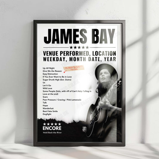 James Bay 2025 Tour: Concert Dates, Setlists & Exclusive Posters