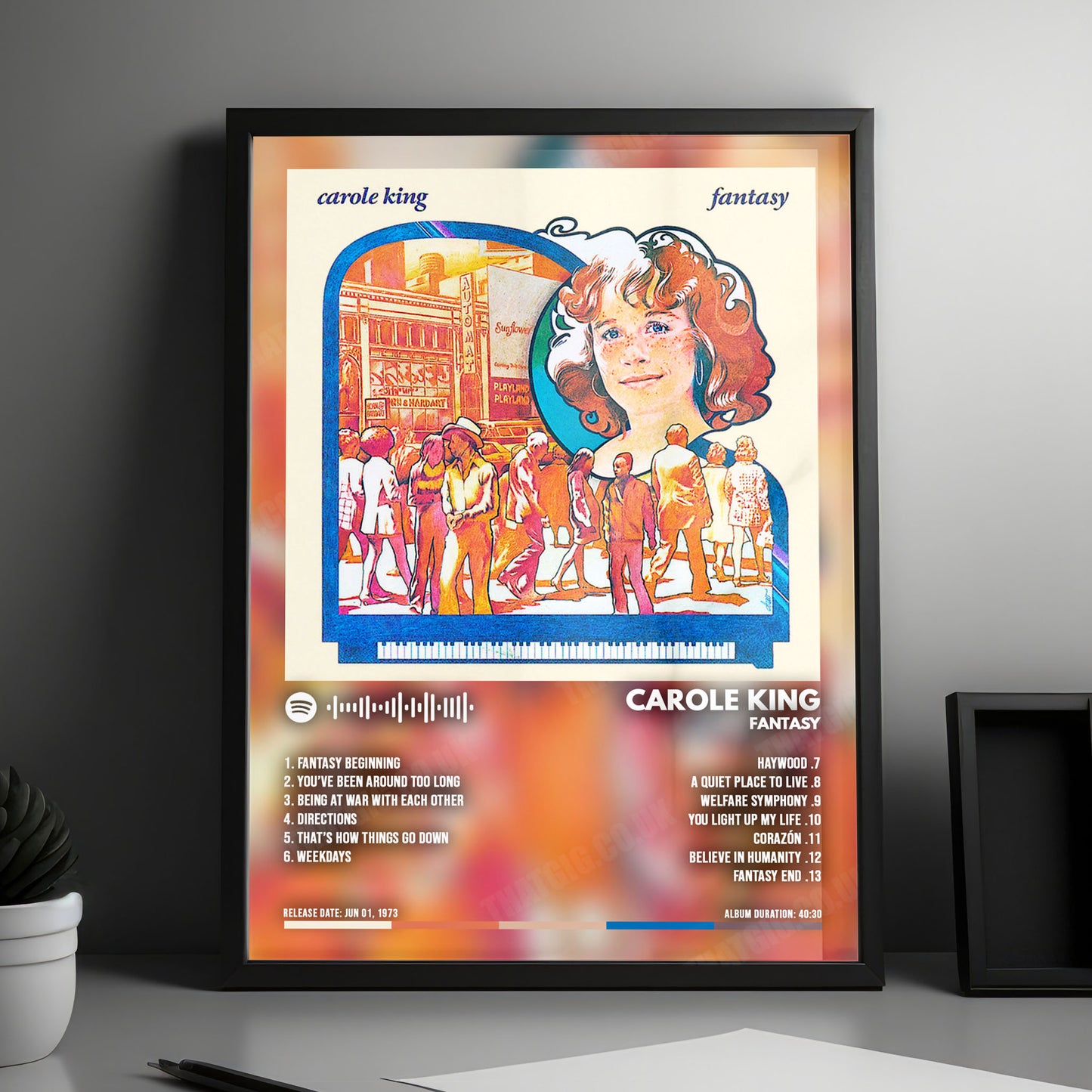 Carole King "Fantasy" Album Cover Poster - with Complete Tracklist