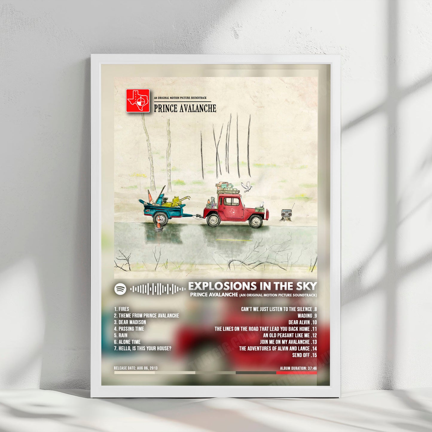 Explosions in the Sky "Prince Avalanche (An Original Motion Picture Soundtrack)" Album Cover Poster - with Complete Tracklist