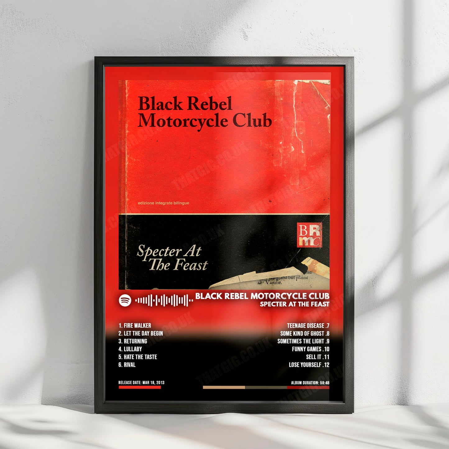 Black Rebel Motorcycle Club "Specter at the Feast" Album Cover Poster - with Complete Tracklist