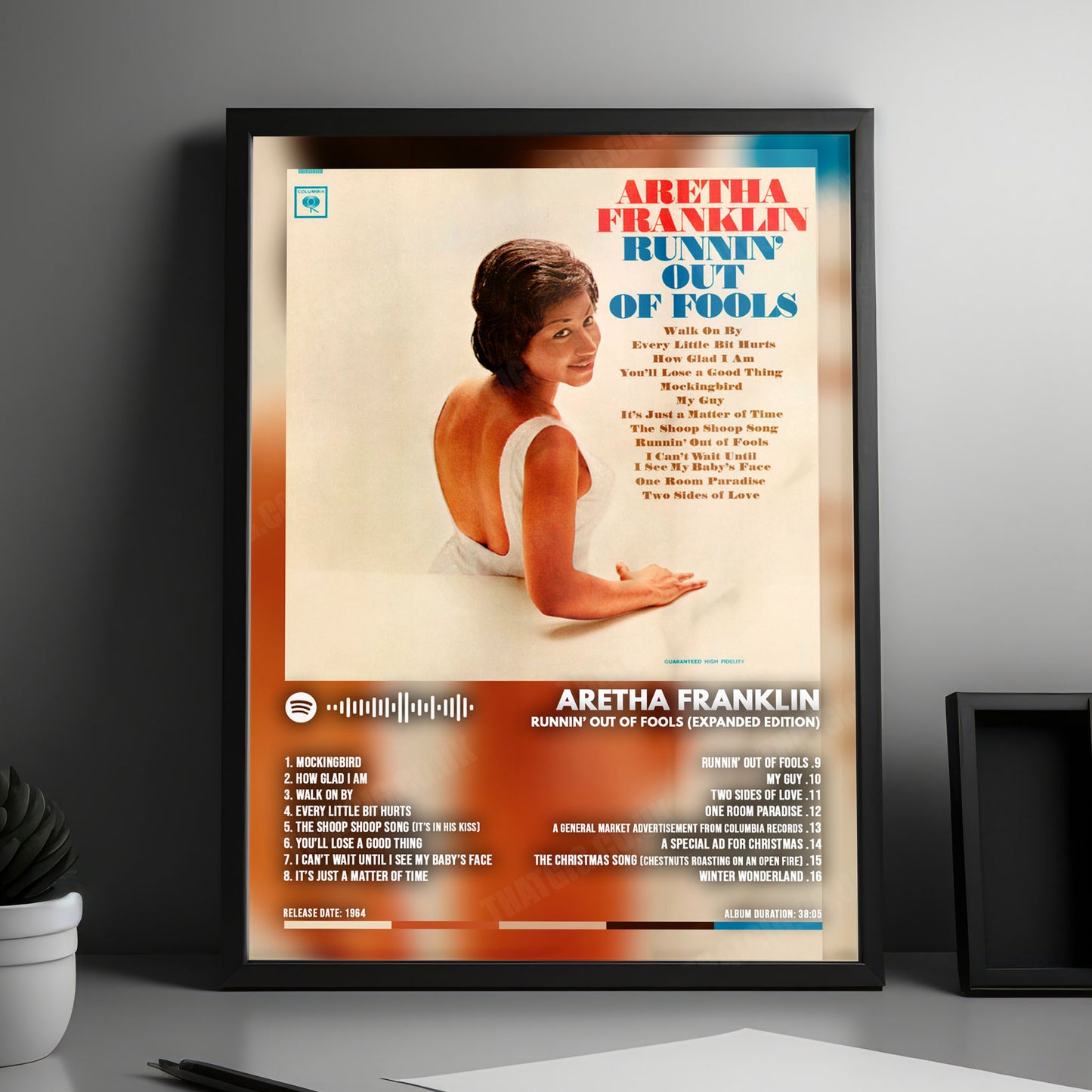 Aretha Franklin "Aretha Franklin" Album Cover Poster - with Complete Tracklist