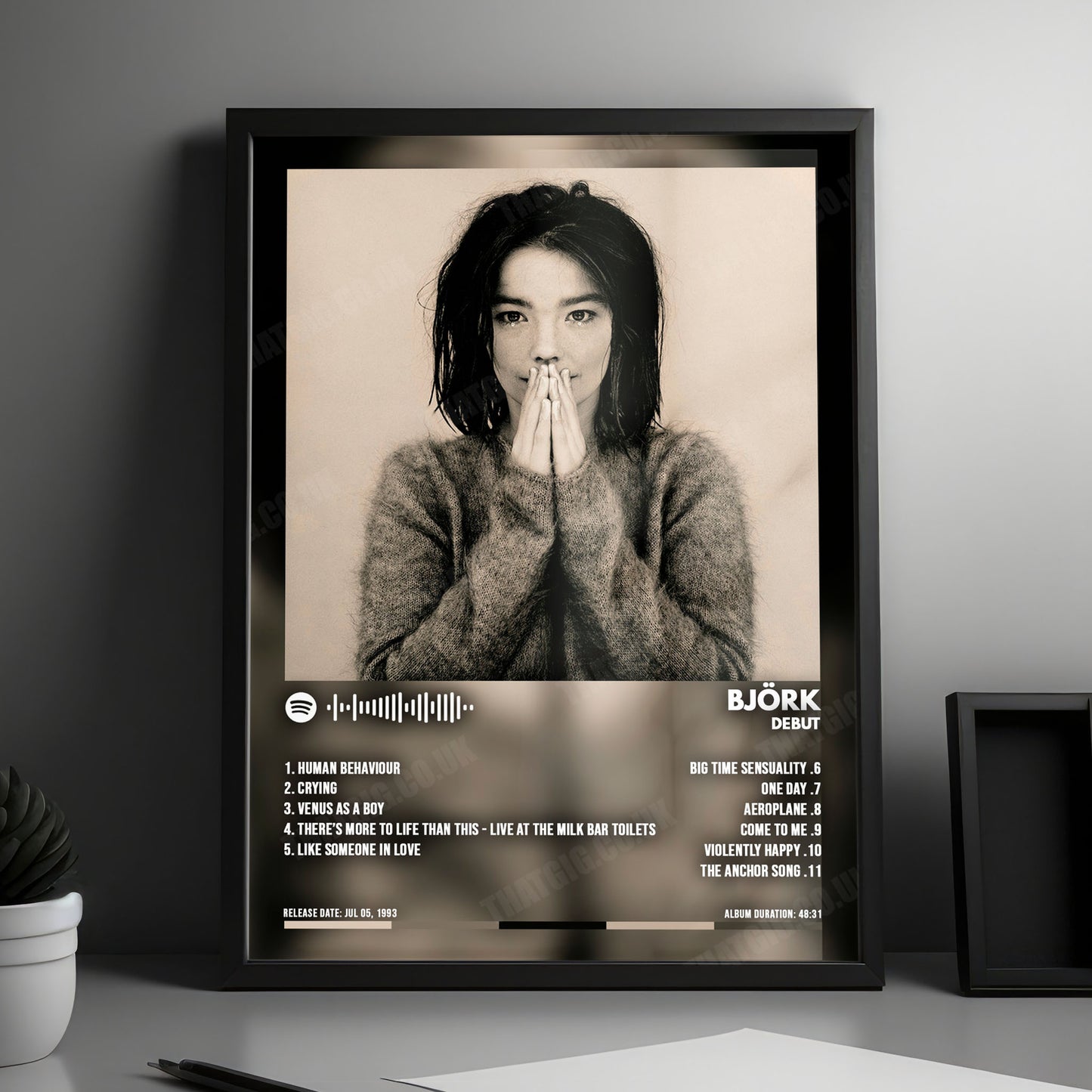 Björk "Debut" Album Cover Poster - with Complete Tracklist