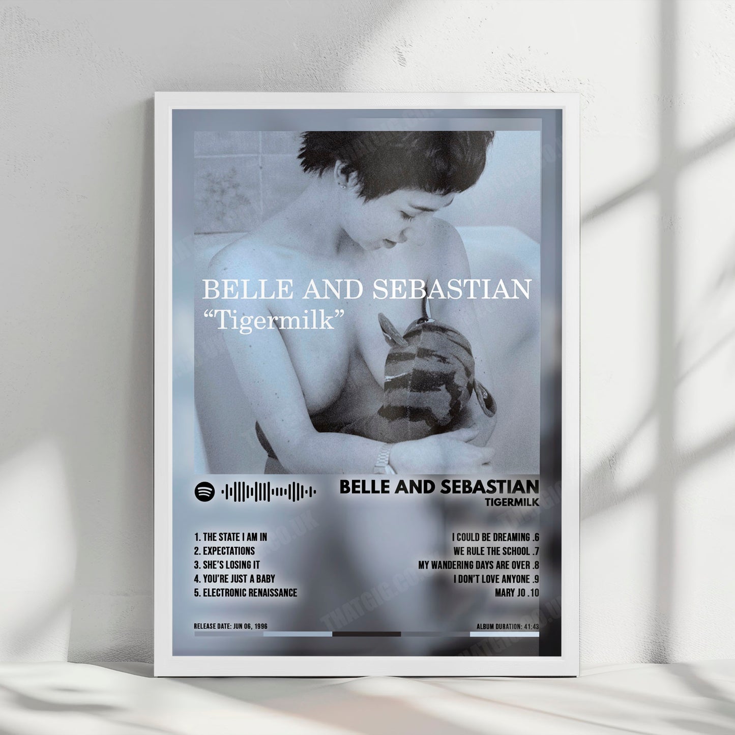 Belle and Sebastian "Tigermilk" Album Cover Poster - with Complete Tracklist