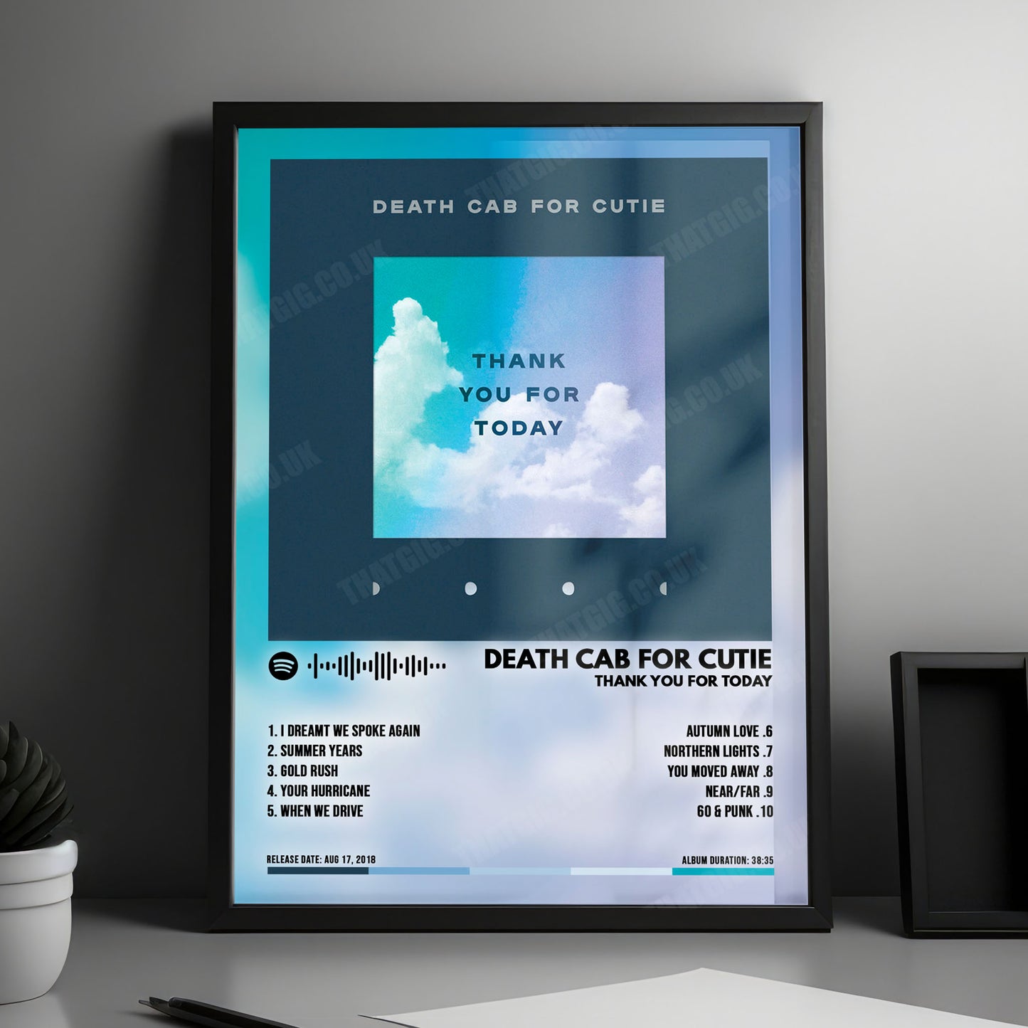 Death Cab for Cutie "Thank You for Today" Album Cover Poster - with Complete Tracklist
