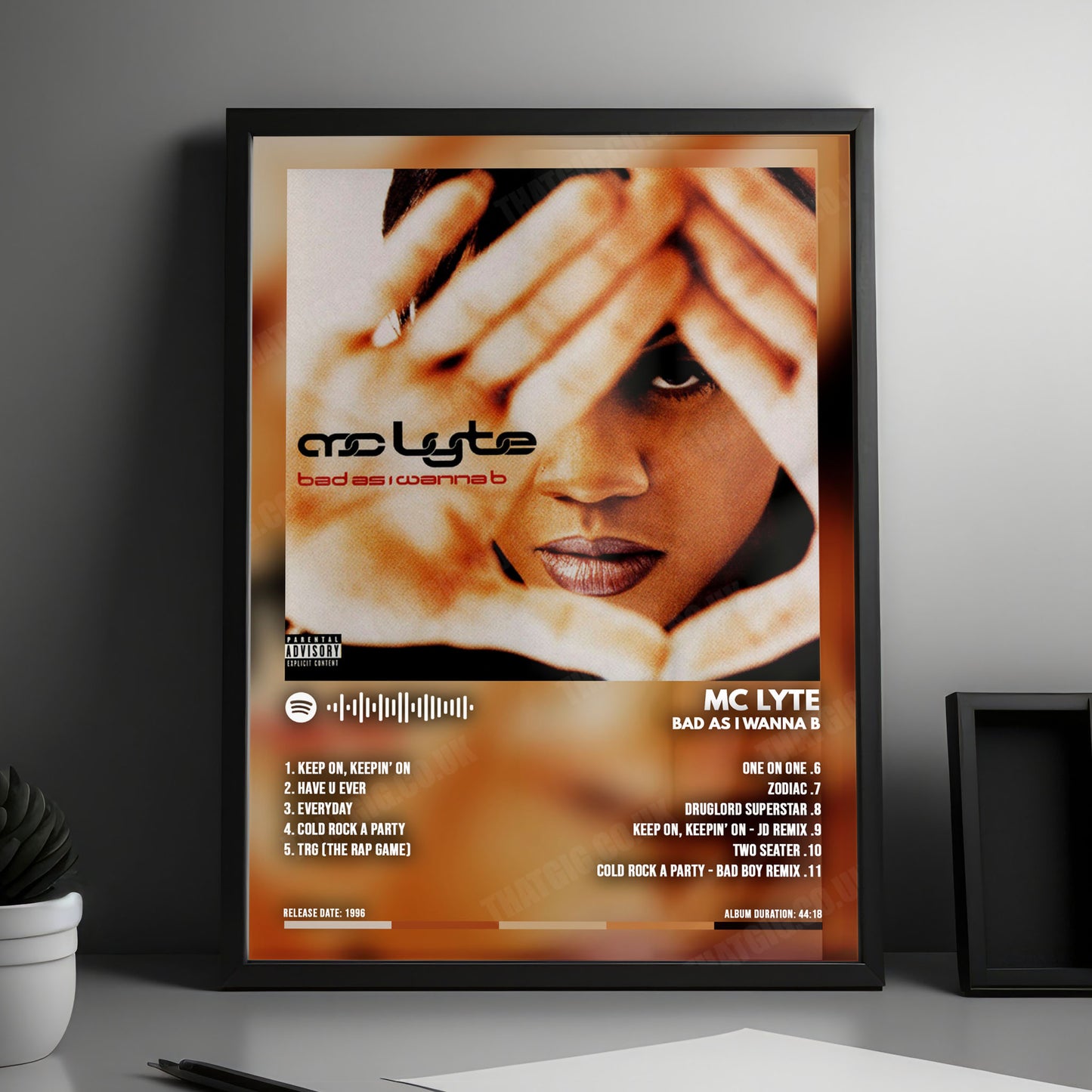 MC Lyte "Bad As I Wanna B" Album Cover Poster - with Complete Tracklist