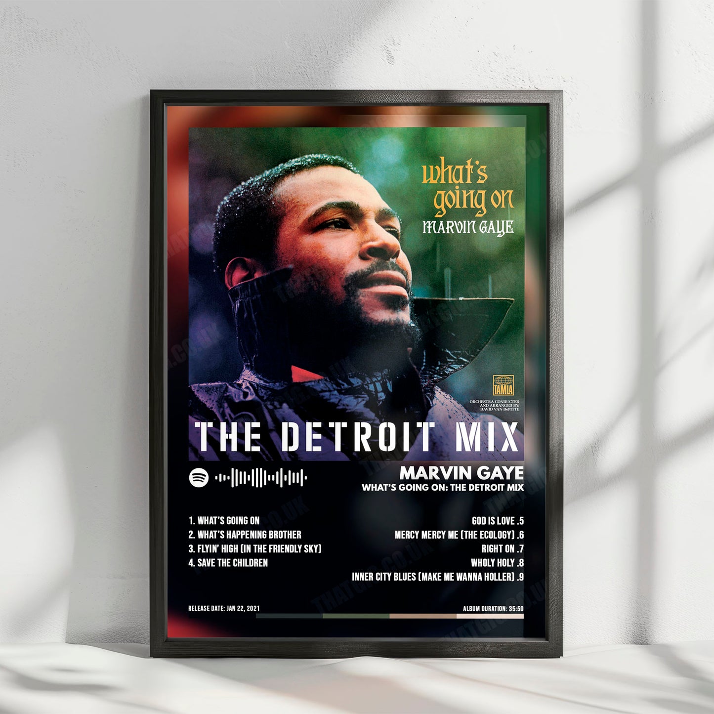 Marvin Gaye "What's Going On " Album Cover Poster - with Complete Tracklist