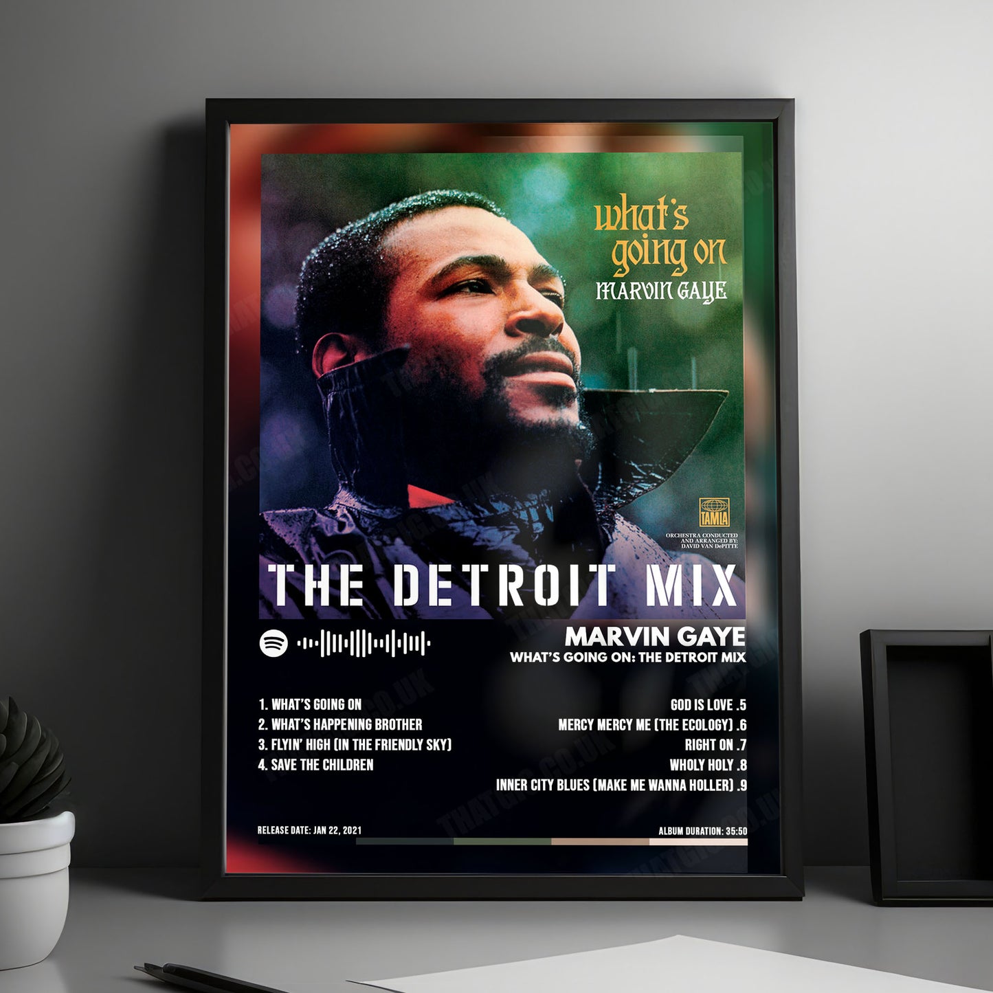 Marvin Gaye "What's Going On " Album Cover Poster - with Complete Tracklist
