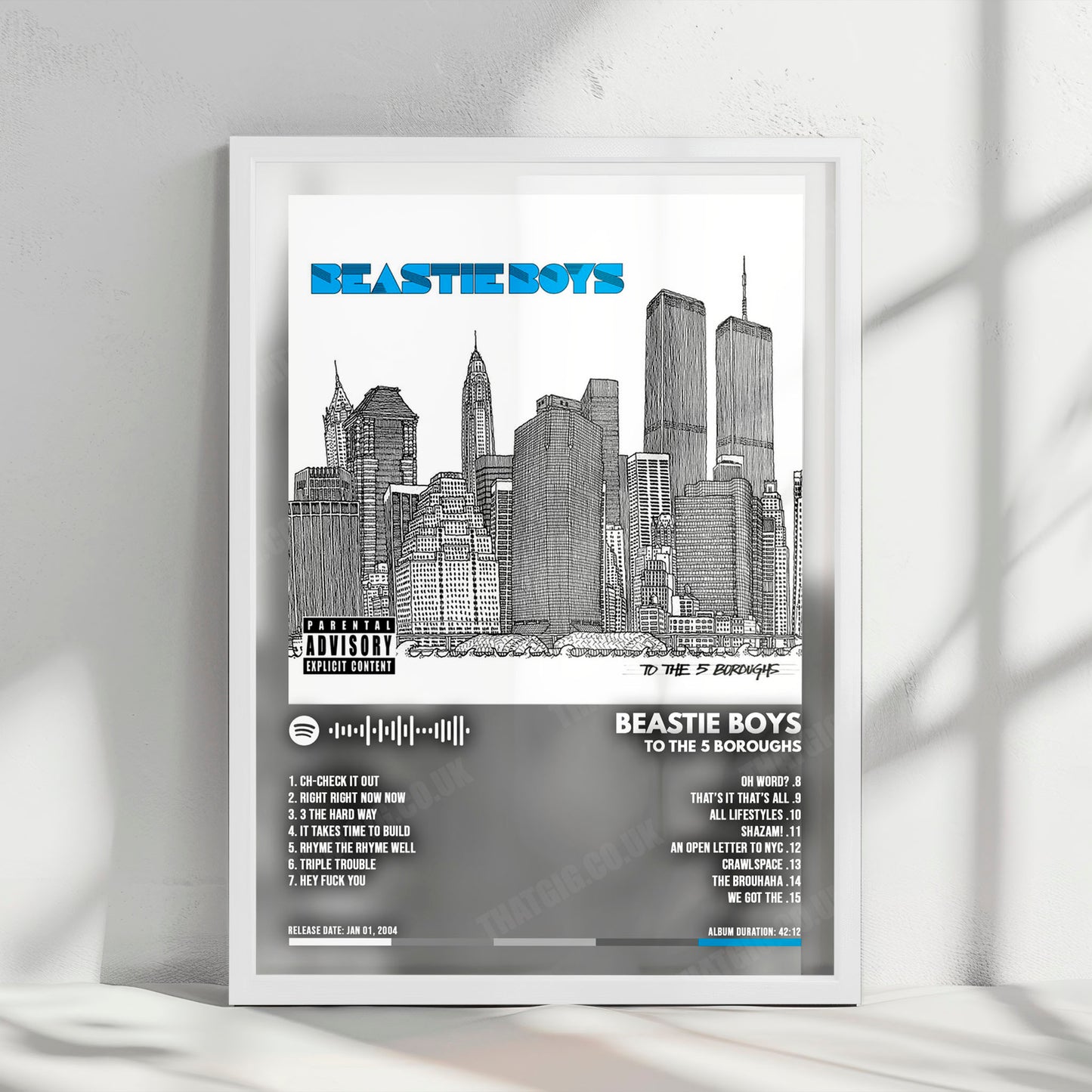 Beastie Boys "To The 5 Boroughs" Album Cover Poster - with Complete Tracklist