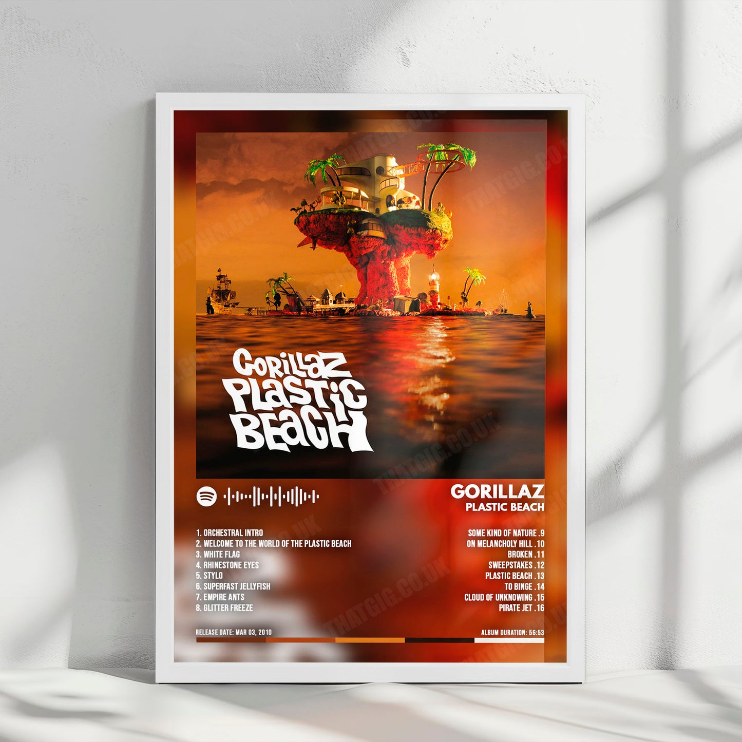 Gorillaz "Plastic Beach" Album Cover Poster - with Complete Tracklist