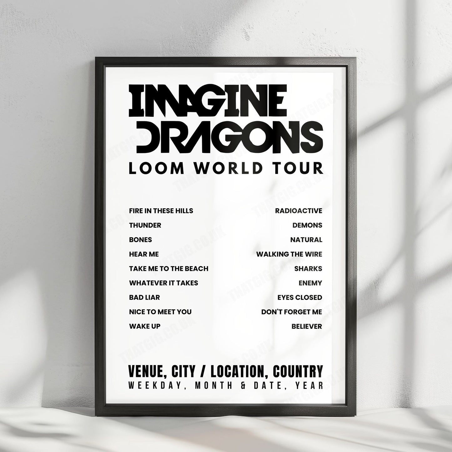 Imagine Dragons Setlist Poster - Tele2 Arena, Stockholm - June 5th, 2025