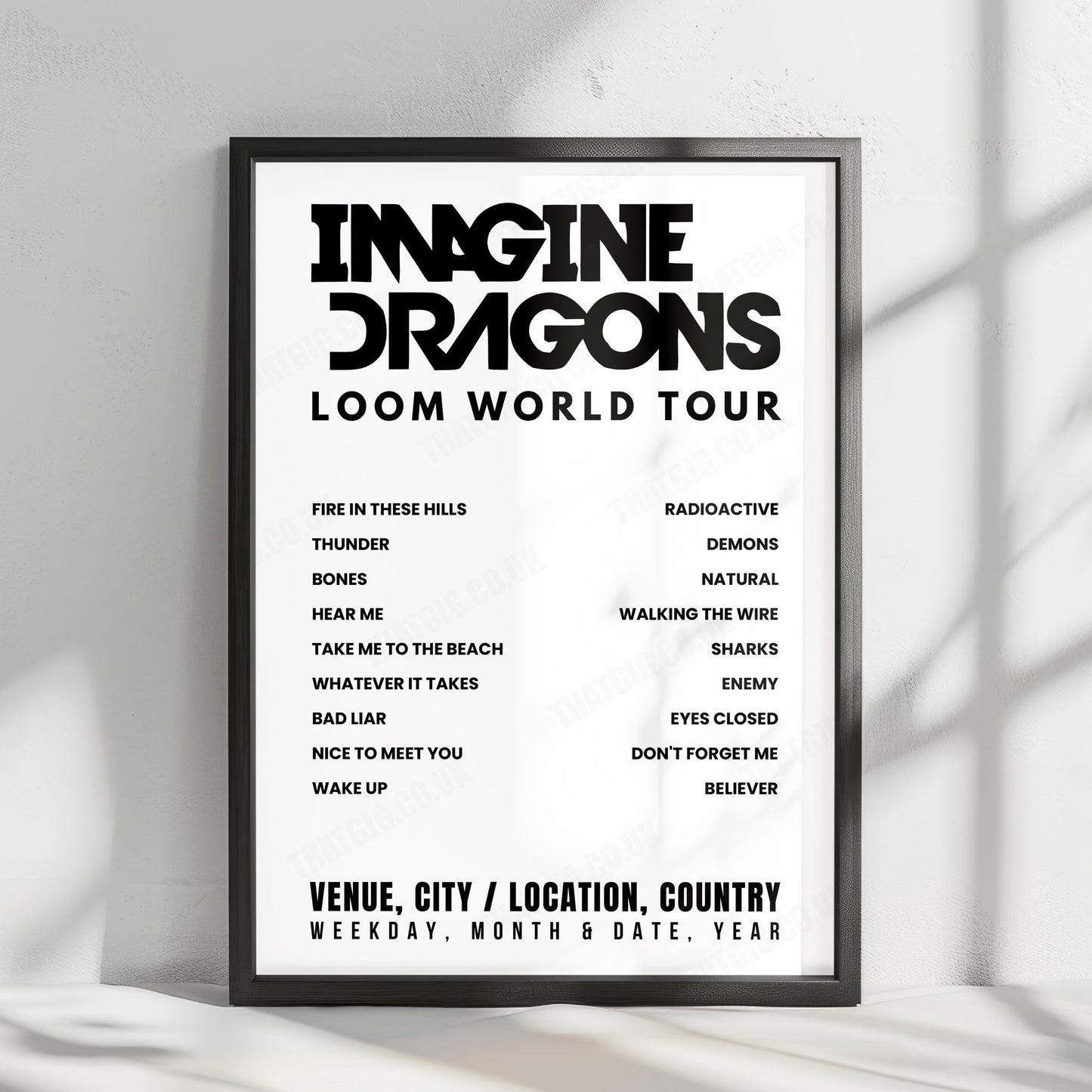 Imagine Dragons Setlist Poster - Hollywood Casino Amphitheatre, Maryland Heights - August 16th, 2024