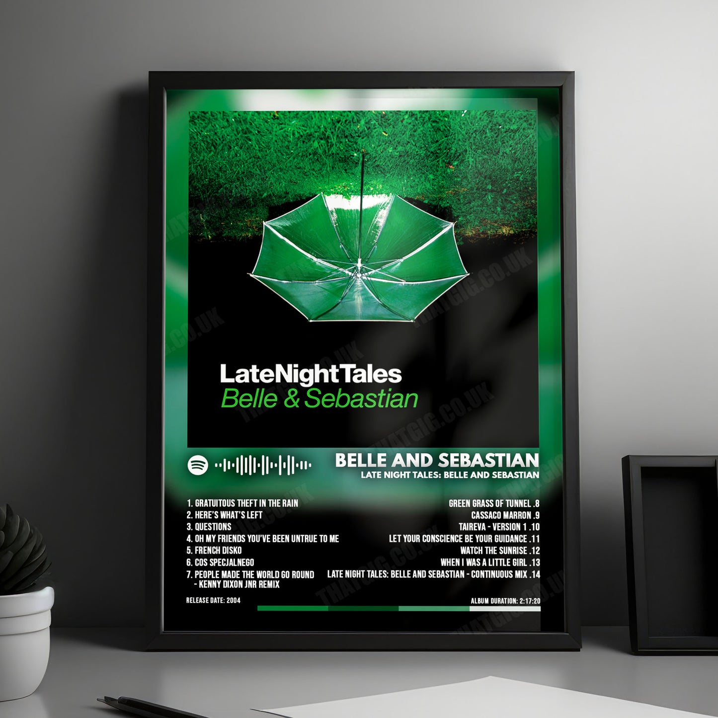 Belle and Sebastian "Late Night Tales Belle and Sebastian" Album Cover Poster - with Complete Tracklist