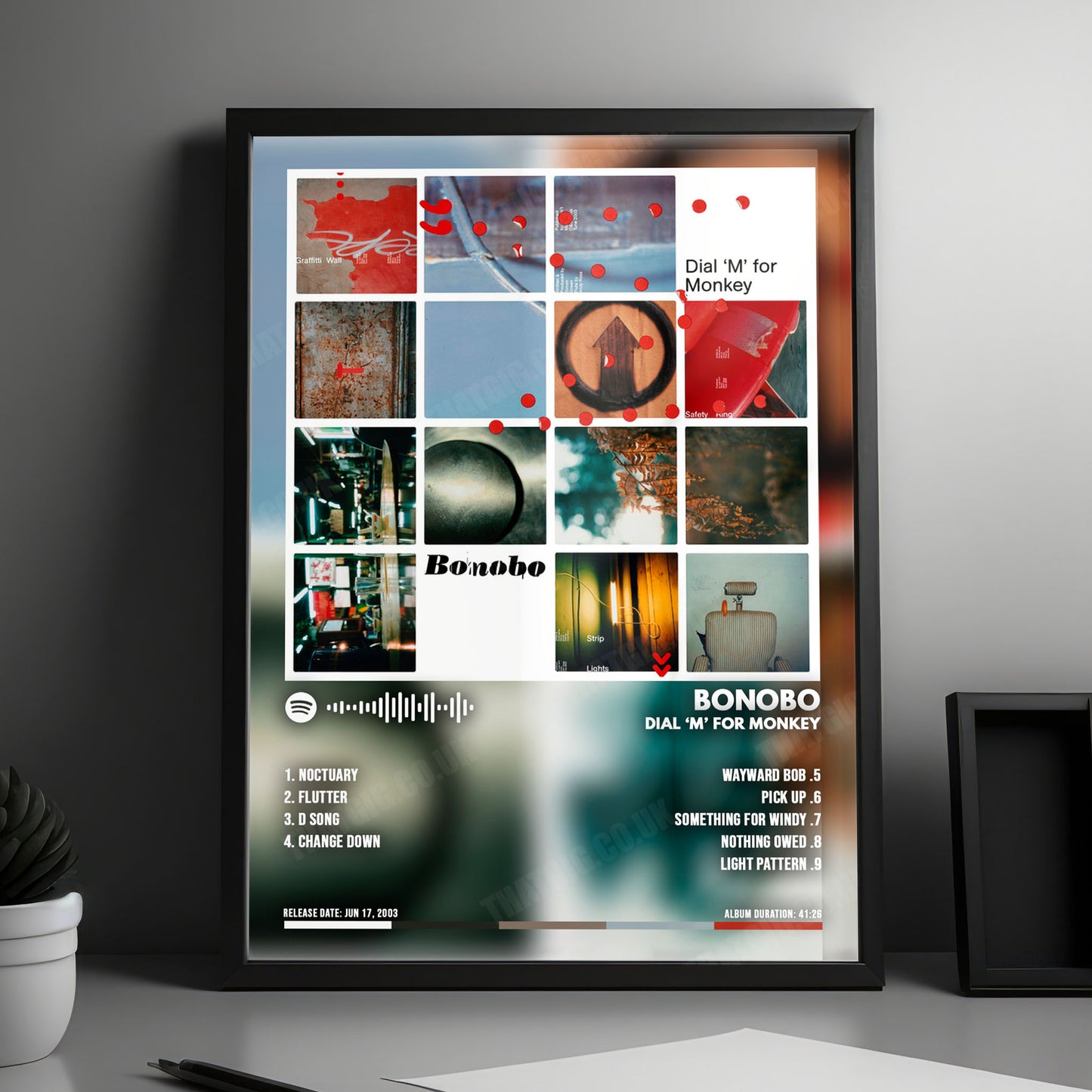 Bonobo "Dial 'M' for Monkey" Album Cover Poster - with Complete Tracklist