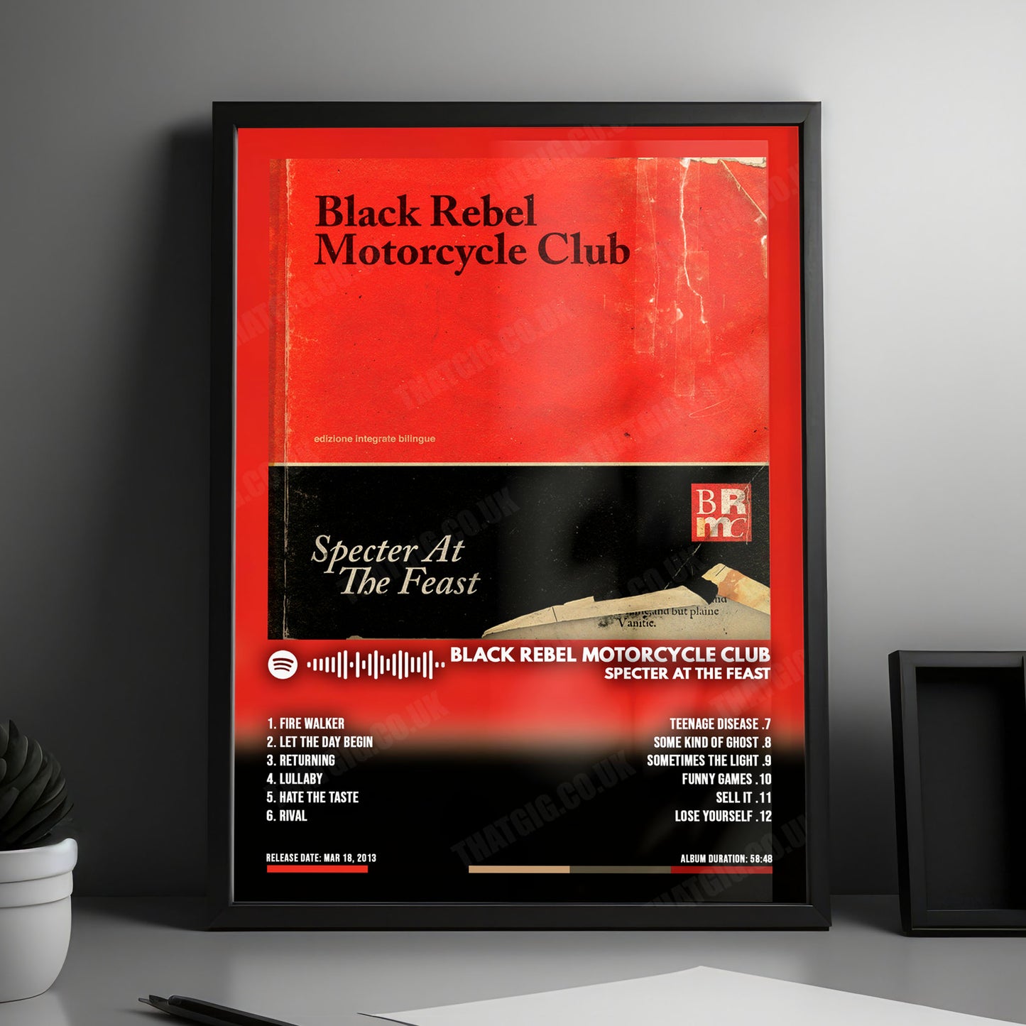 Black Rebel Motorcycle Club "Specter at the Feast" Album Cover Poster - with Complete Tracklist