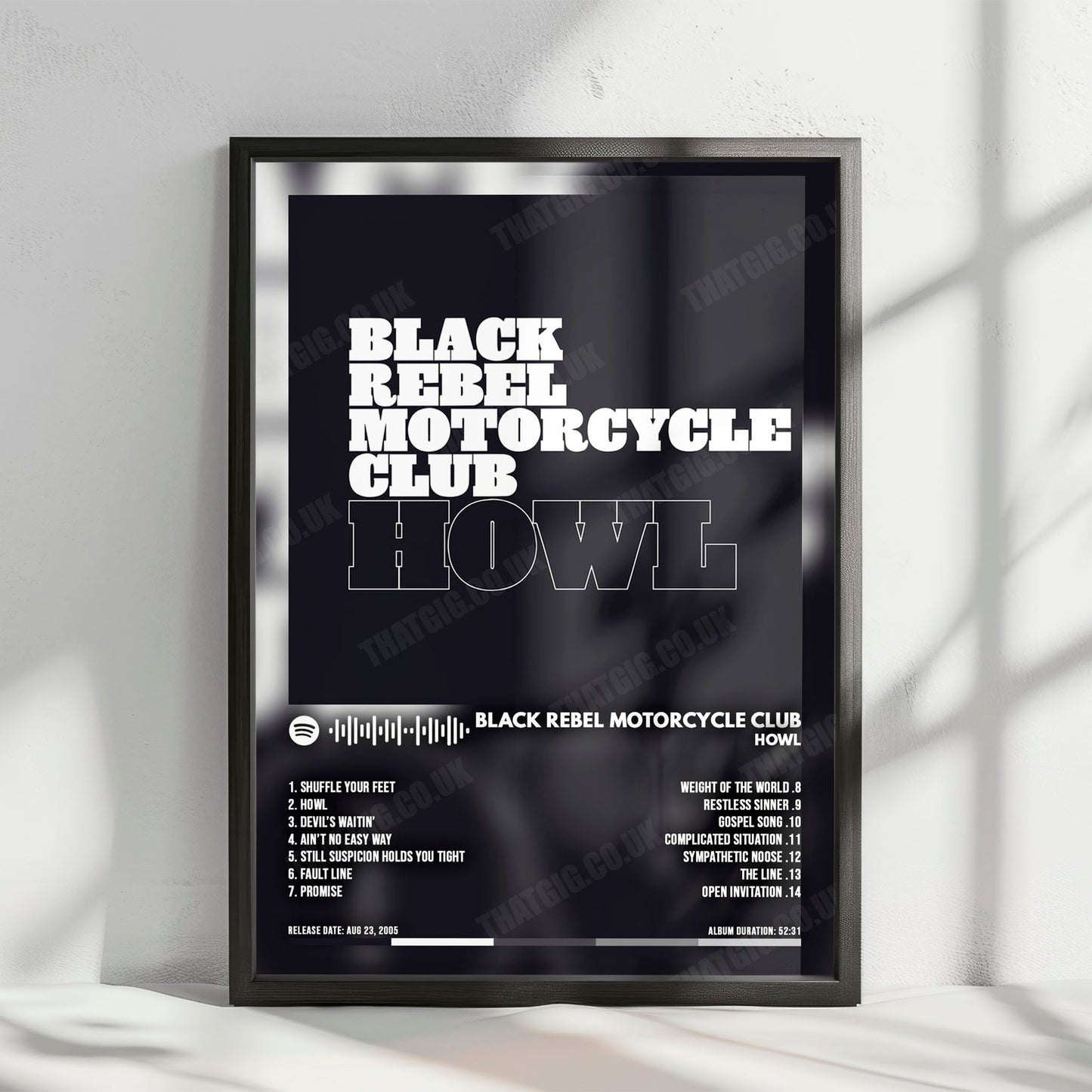 Black Rebel Motorcycle Club "Howl" Album Cover Poster - with Complete Tracklist