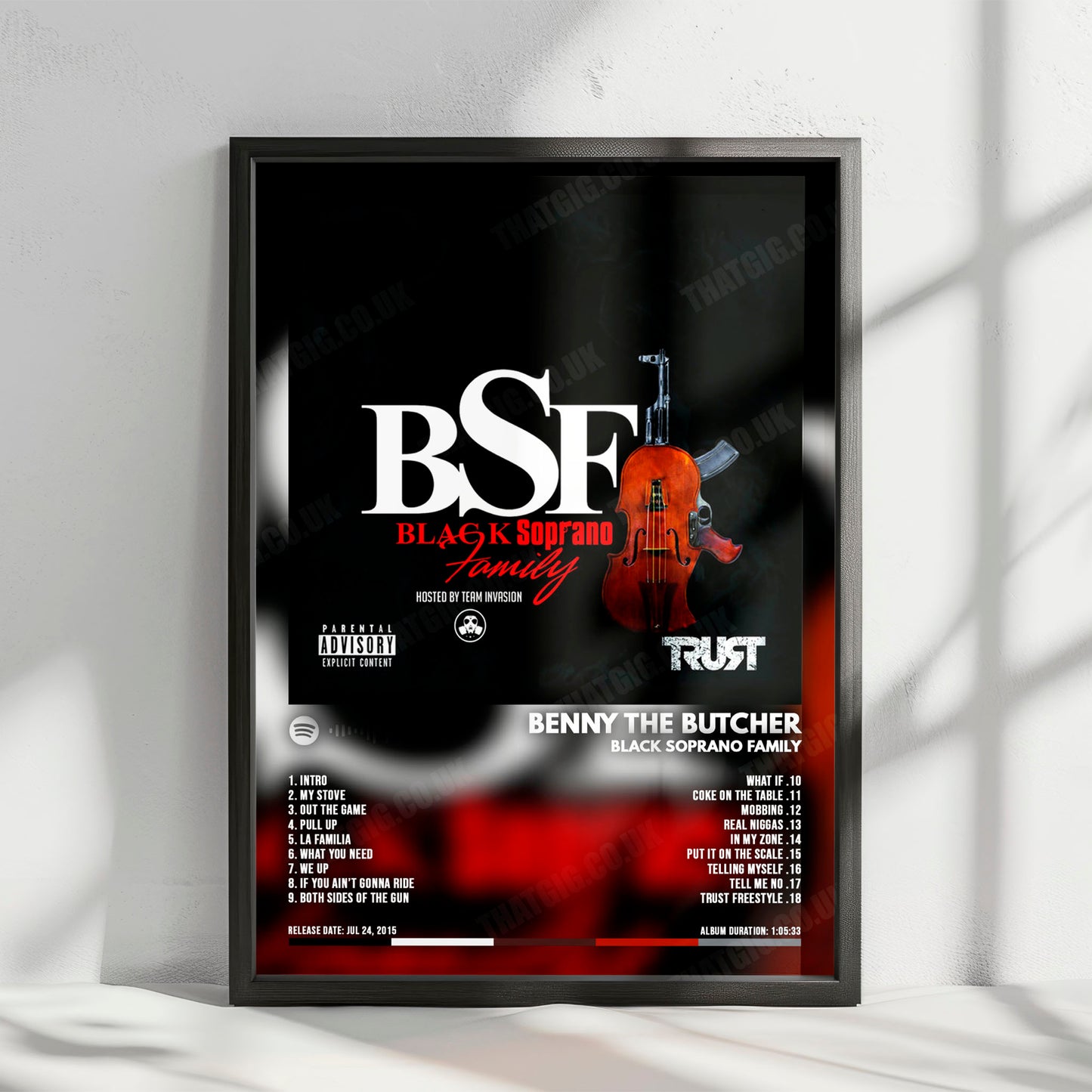 Benny The Butcher "Butcher Black Soprano Family" Album Cover Poster - with Complete Tracklist