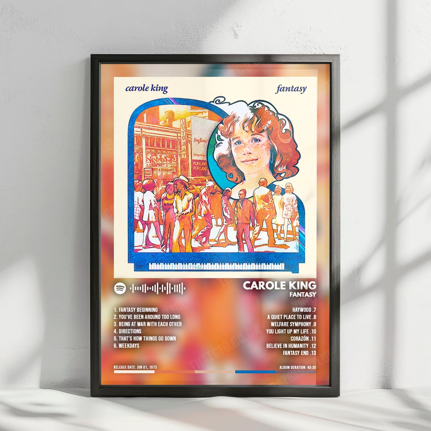 Carole King "Fantasy" Album Cover Poster - with Complete Tracklist