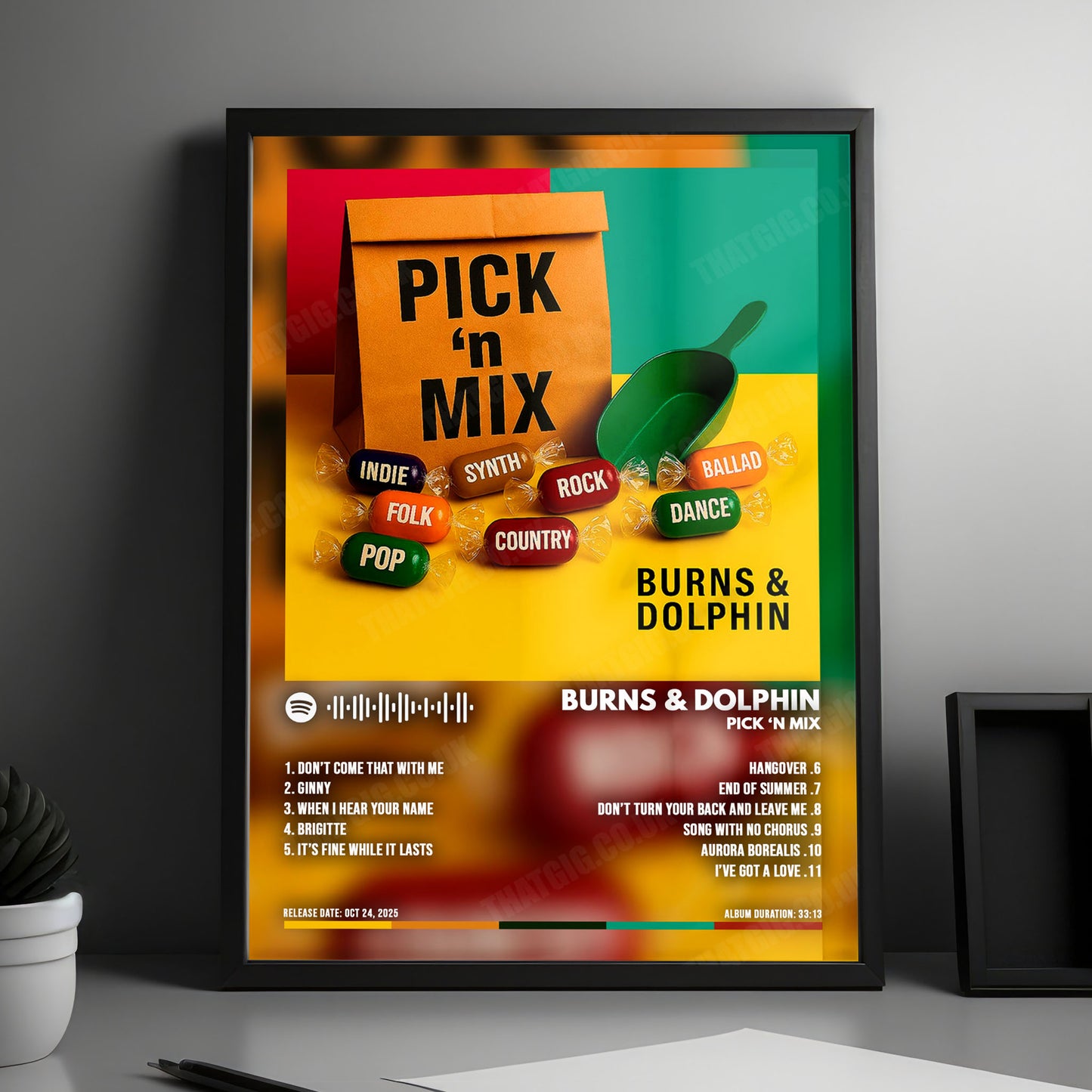 Burns & Dolphin "Pick 'n Mix" Album Cover Poster - with Complete Tracklist