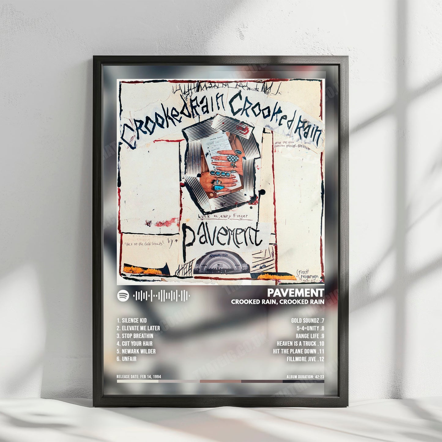 Pavement "Crooked Rain Crooked Rain" Album Cover Poster - with Complete Tracklist