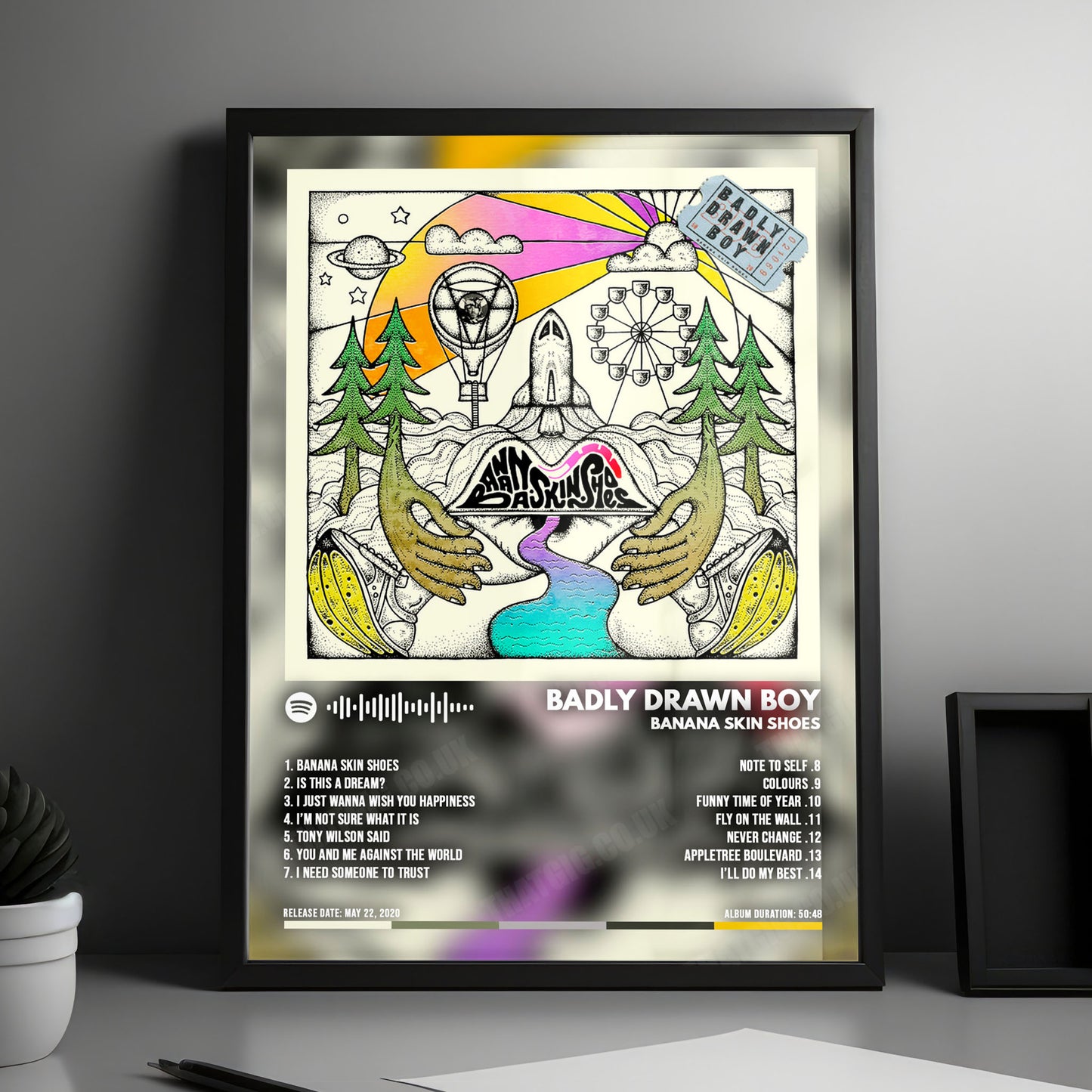 Badly Drawn Boy "Boy Banana Skin Shoes" Album Cover Poster - with Complete Tracklist