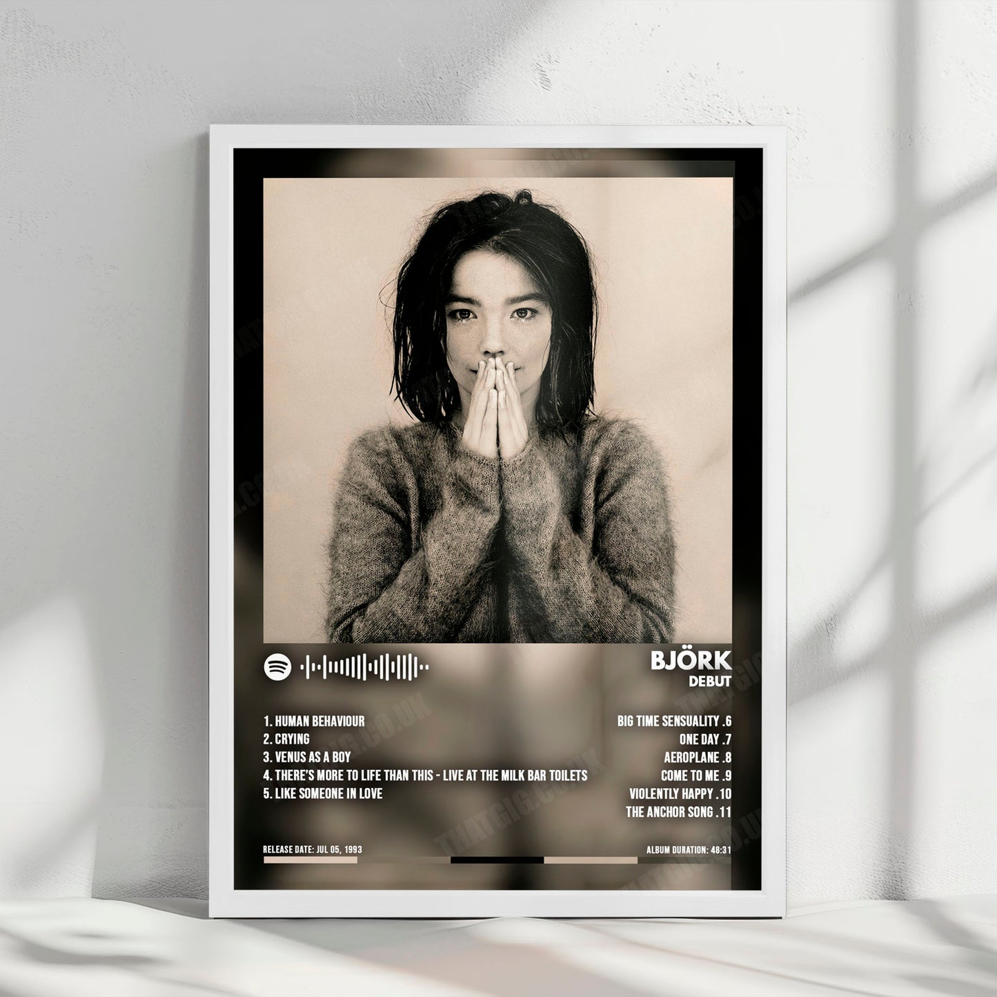 Björk "Debut" Album Cover Poster - with Complete Tracklist