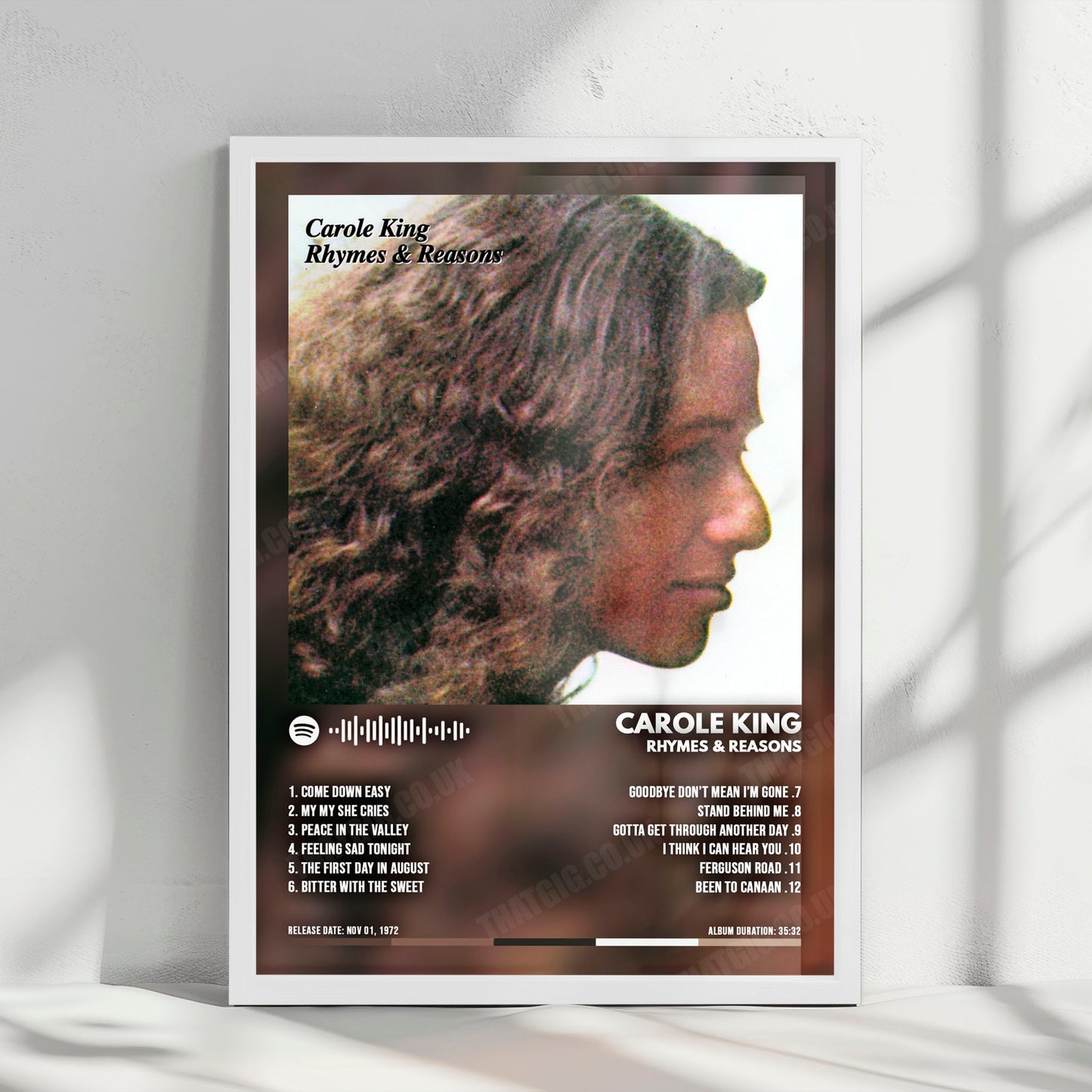 Carole King "Rhymes & Reasons" Album Cover Poster - with Complete Tracklist