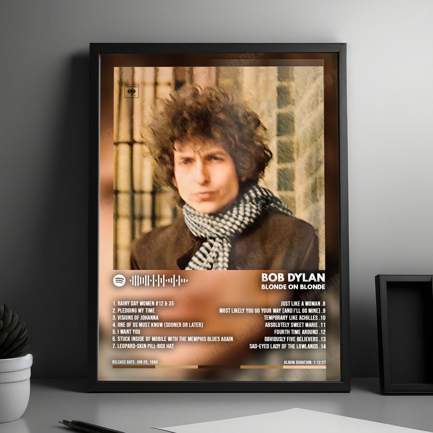 Bob Dylan "Blonde On Blonde" Album Cover Poster - with Complete Tracklist