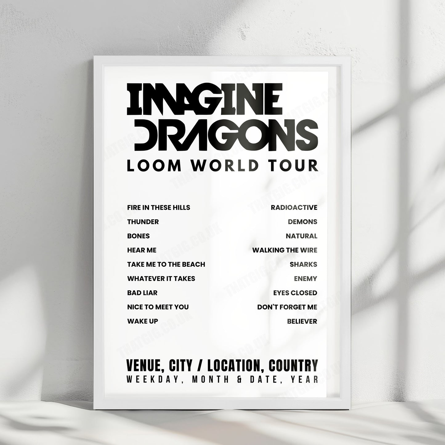 Imagine Dragons Setlist Poster - iTHINK Financial Amphitheatre, West Palm Beach - August 30th, 2024