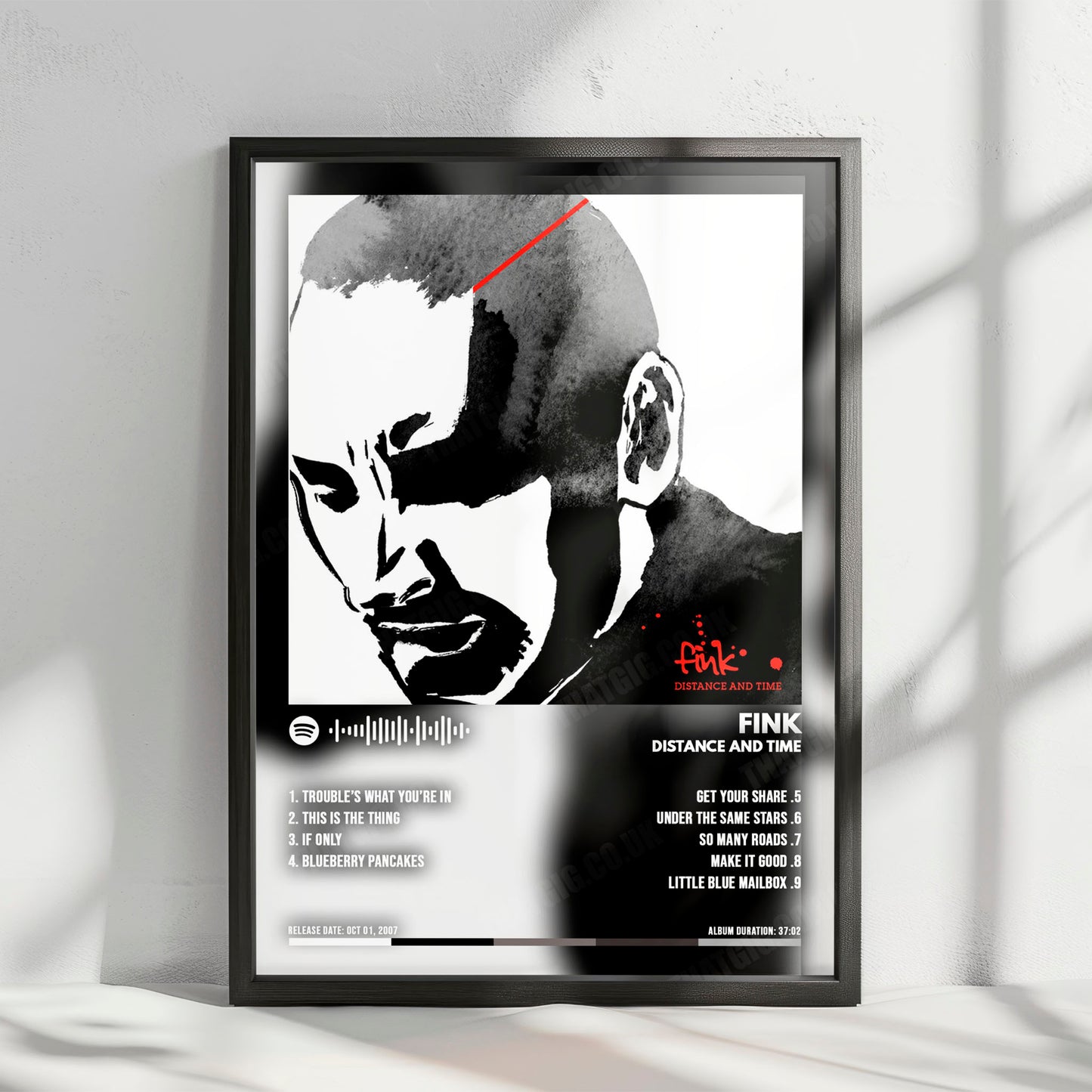 Fink "Distance and Time" Album Cover Poster - with Complete Tracklist