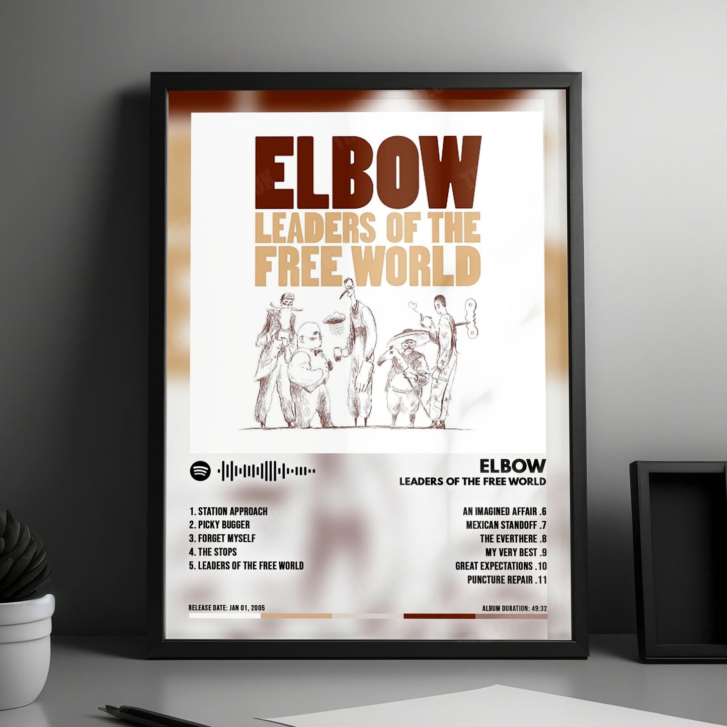 Elbow "Leaders Of The Free World" Album Cover Poster - with Complete Tracklist