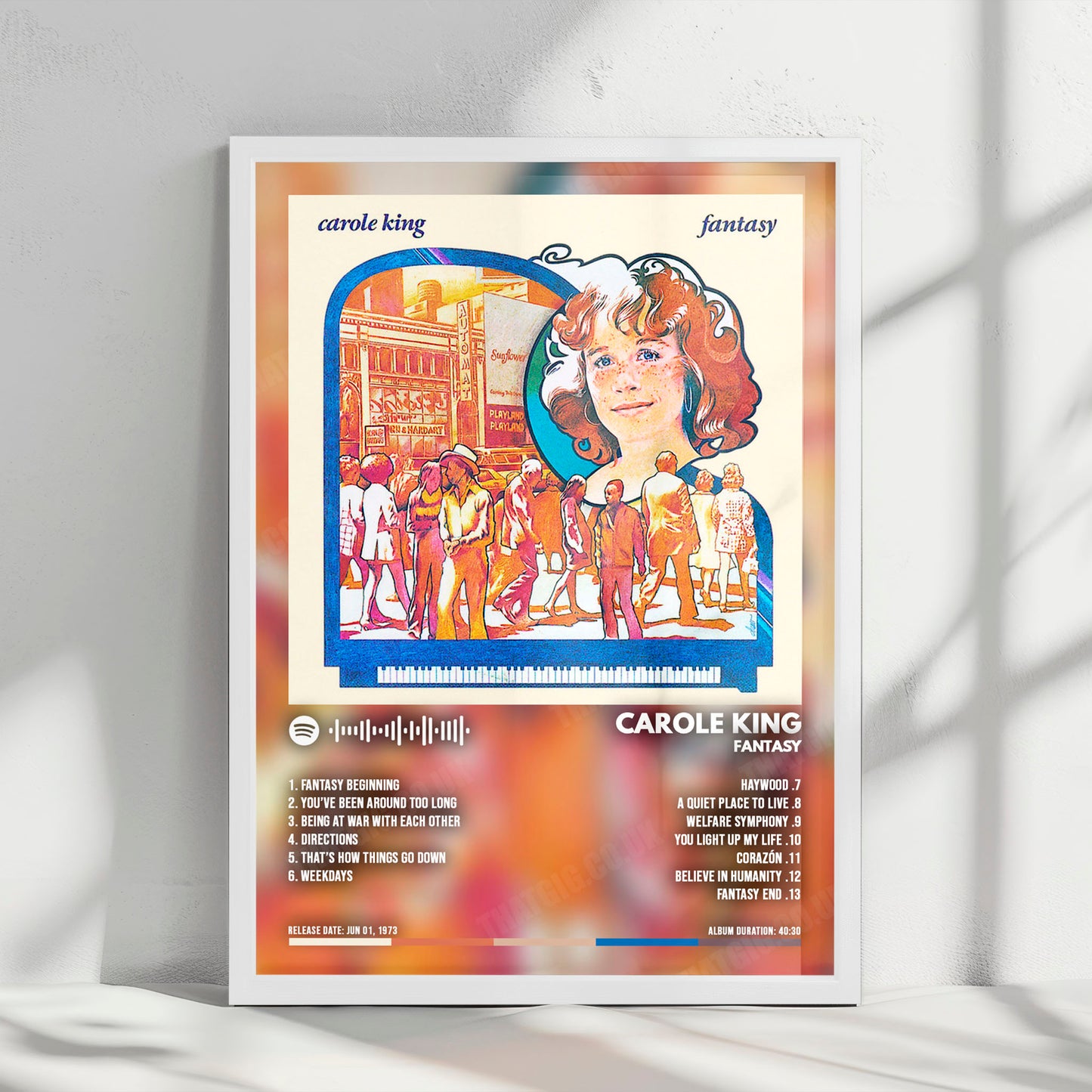 Carole King "Fantasy" Album Cover Poster - with Complete Tracklist