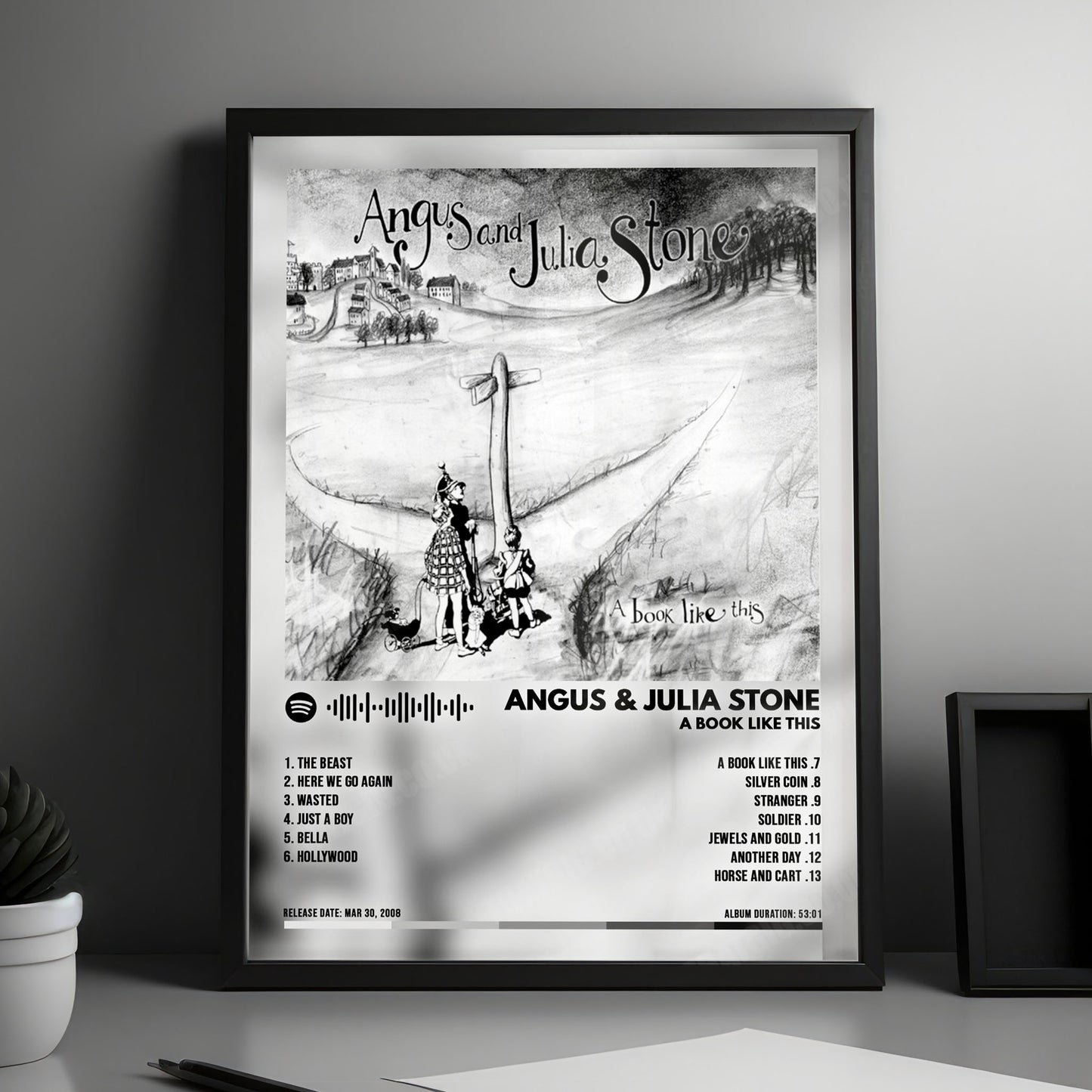 Angus & Julia Stone "A Book Like This" Album Cover Poster - with Complete Tracklist