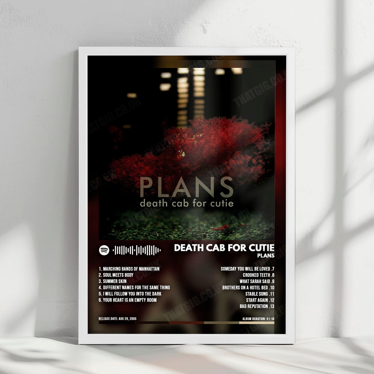 Death Cab for Cutie "Plans" Album Cover Poster - with Complete Tracklist
