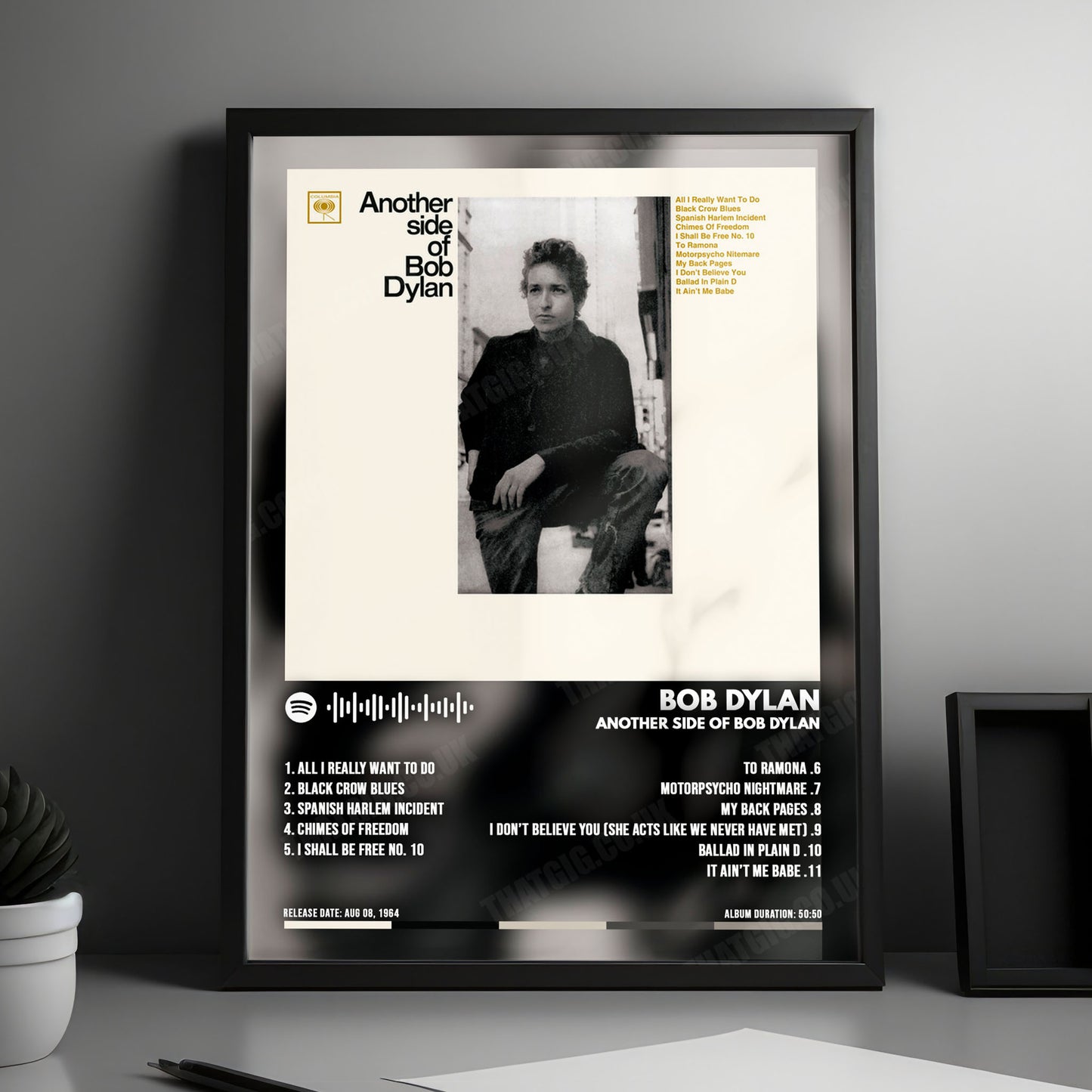 Bob Dylan "Another Side Of Bob Dylan" Album Cover Poster - with Complete Tracklist