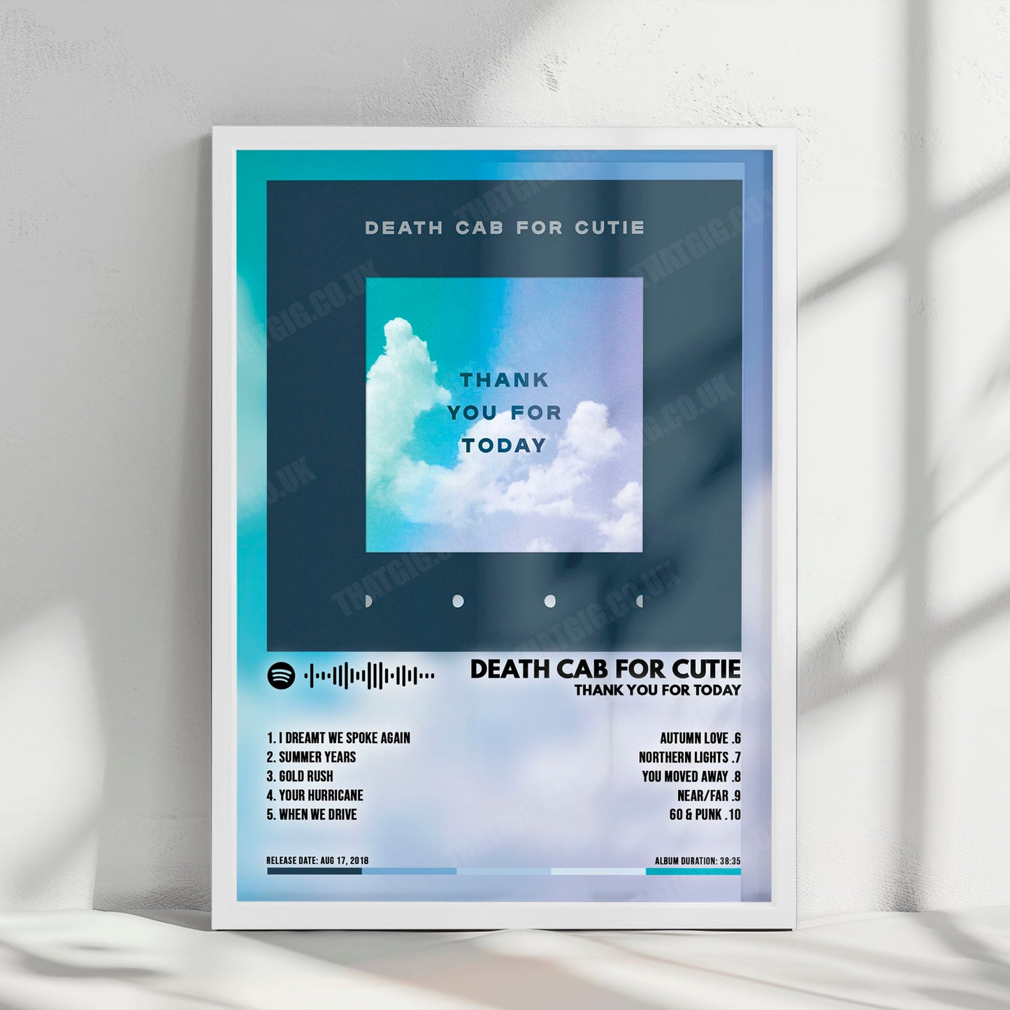 Death Cab for Cutie "Thank You for Today" Album Cover Poster - with Complete Tracklist