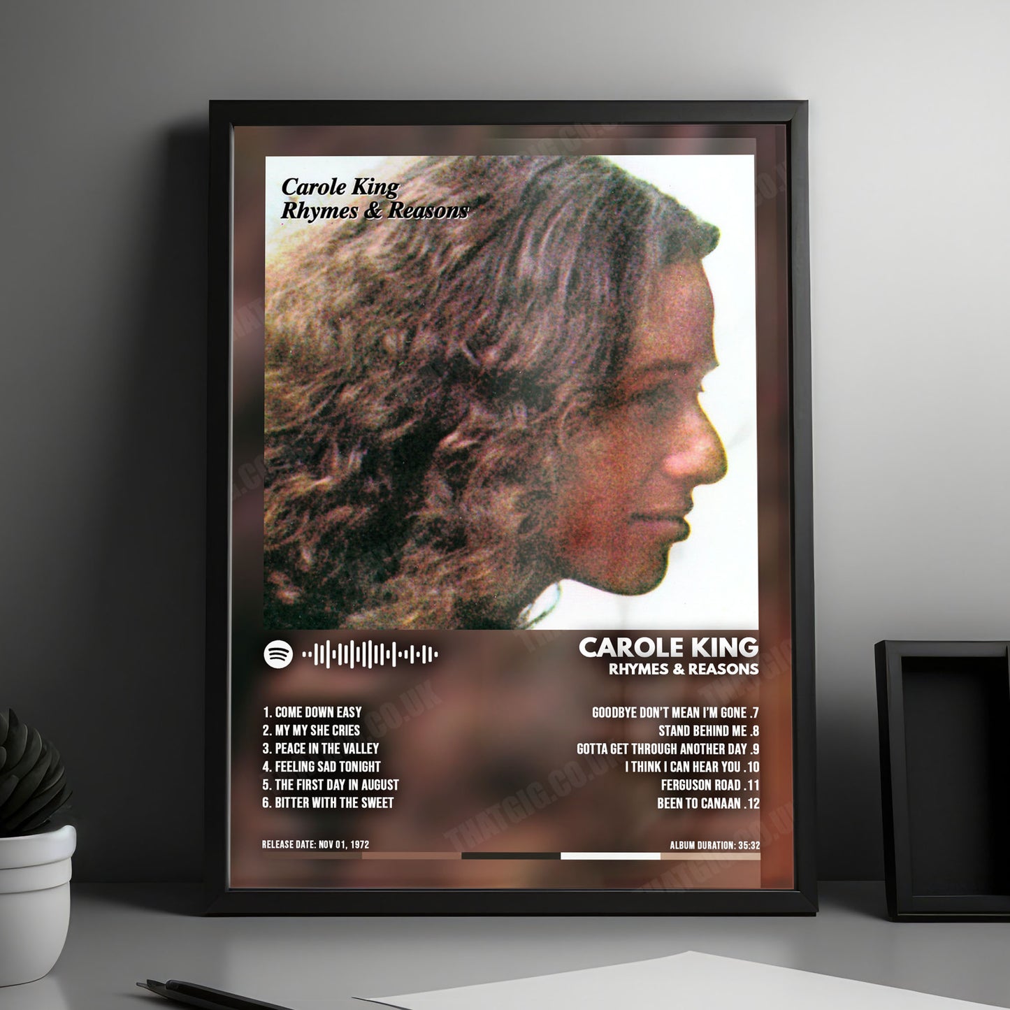 Carole King "Rhymes & Reasons" Album Cover Poster - with Complete Tracklist