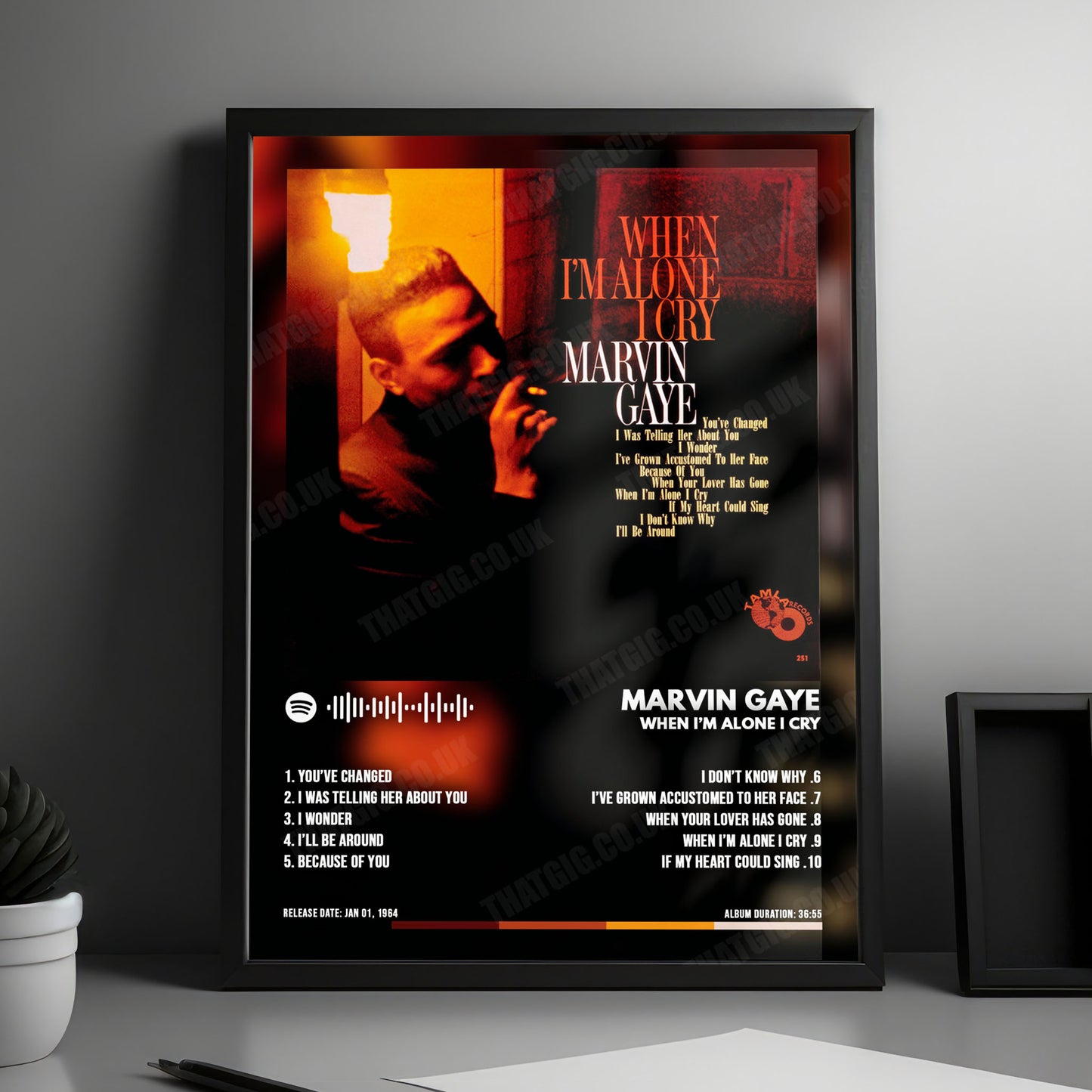 Marvin Gaye "When I'm Alone I Cry" Album Cover Poster - with Complete Tracklist