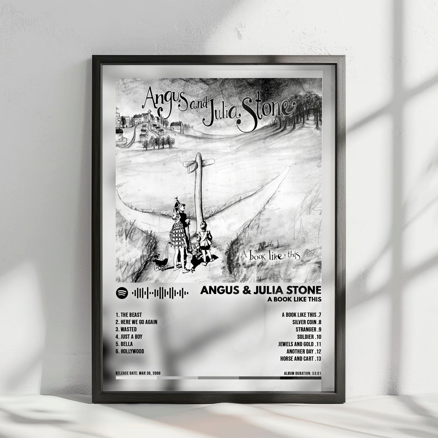 Angus & Julia Stone "A Book Like This" Album Cover Poster - with Complete Tracklist