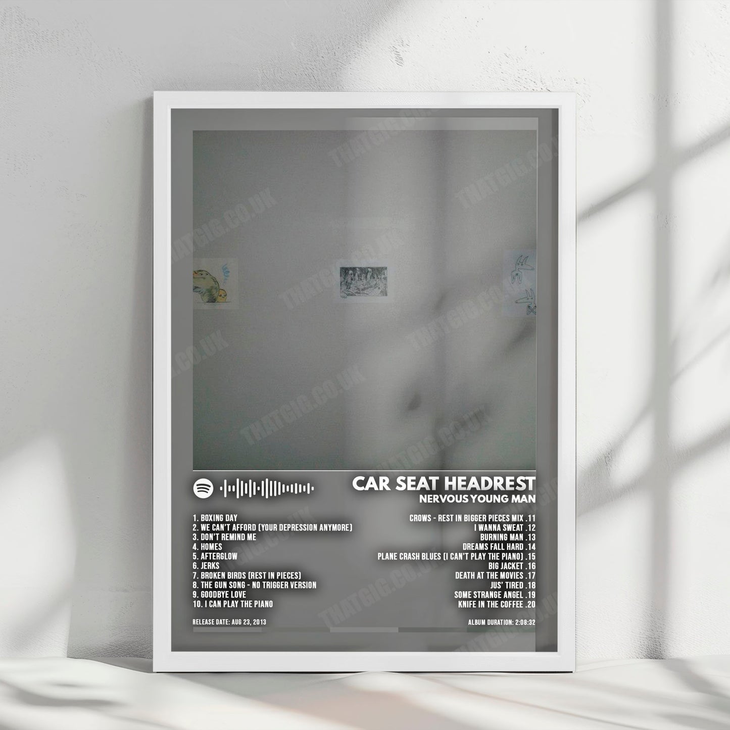 Car Seat Headrest "Headrest Nervous Young Man" Album Cover Poster - with Complete Tracklist