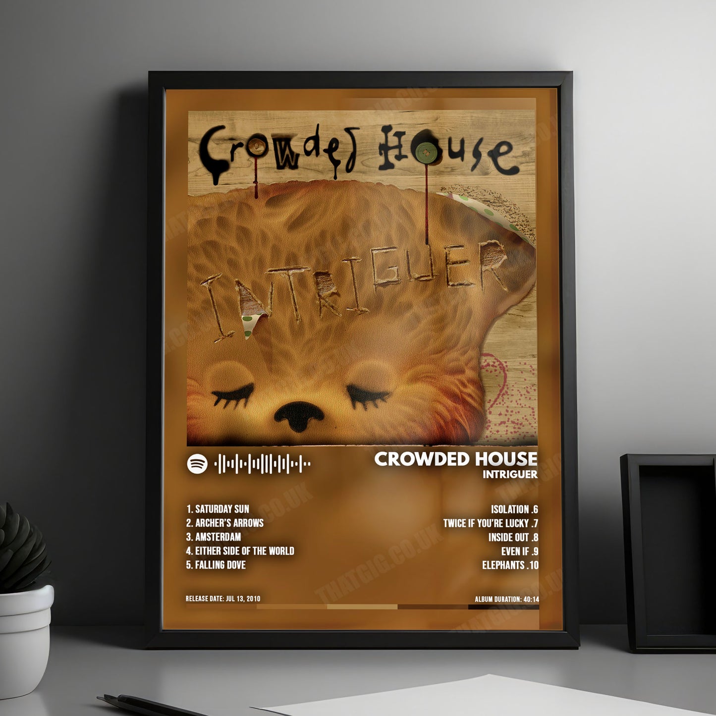 Crowded House "Intriguer" Album Cover Poster - with Complete Tracklist