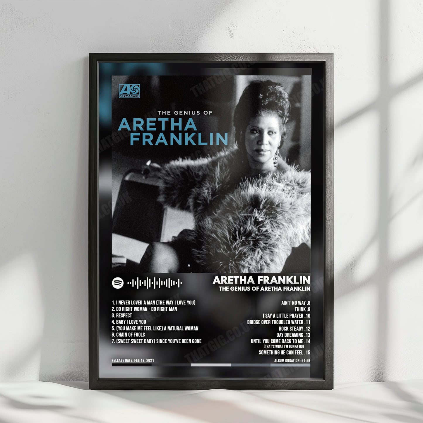 Aretha Franklin "The Genius of Aretha Franklin" Album Cover Poster - with Complete Tracklist