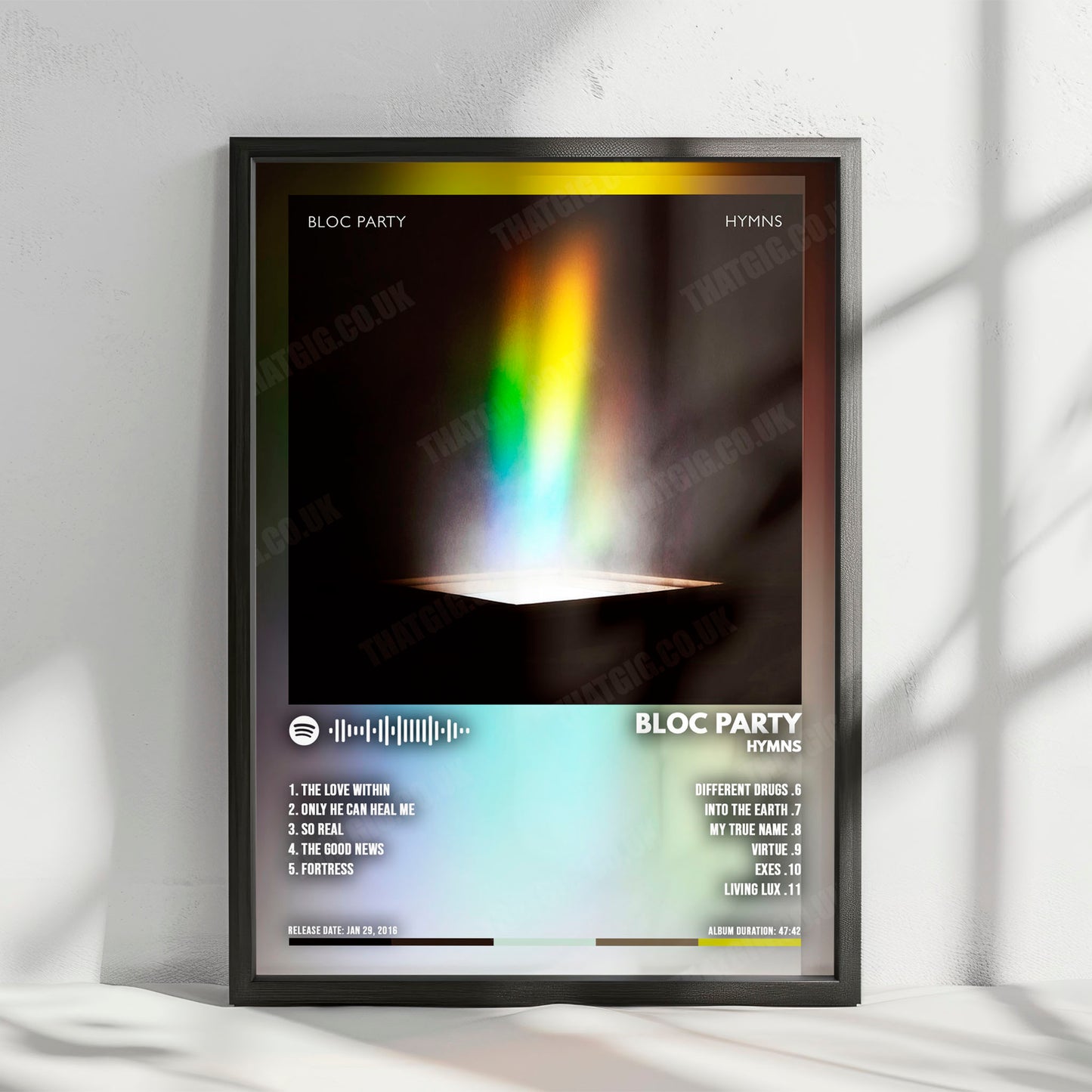 Bloc Party "Hymns" Album Cover Poster - with Complete Tracklist