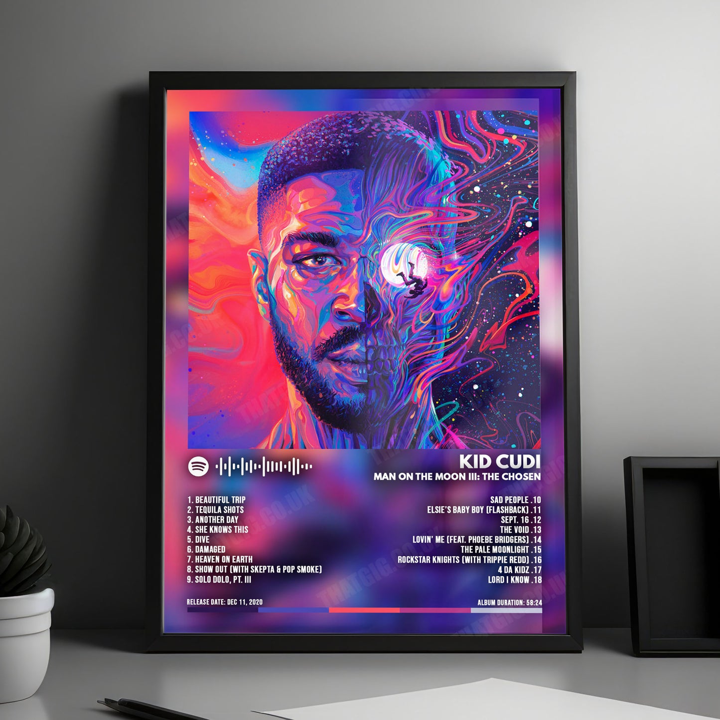 Kid Cudi "Man On The Moon III" Album Cover Poster - with Complete Tracklist