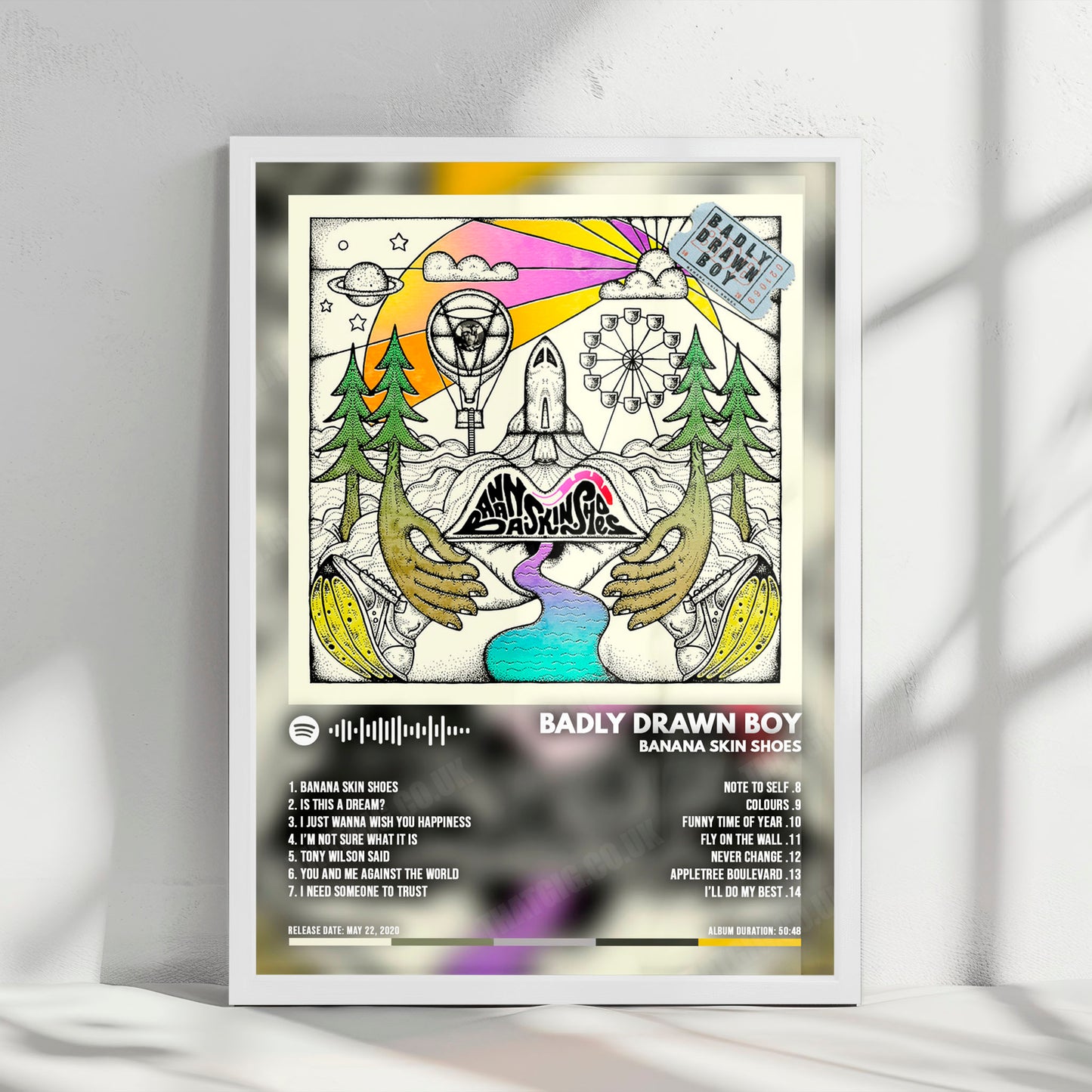 Badly Drawn Boy "Boy Banana Skin Shoes" Album Cover Poster - with Complete Tracklist