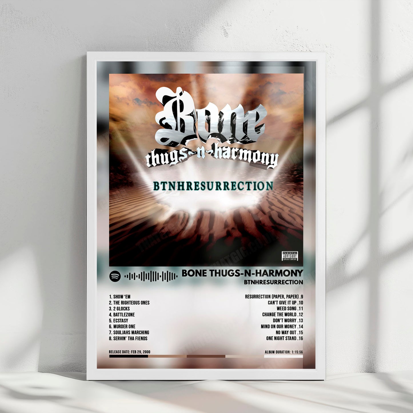 Bone Thugs-N-Harmony "BTNHRESURRECTION" Album Cover Poster - with Complete Tracklist