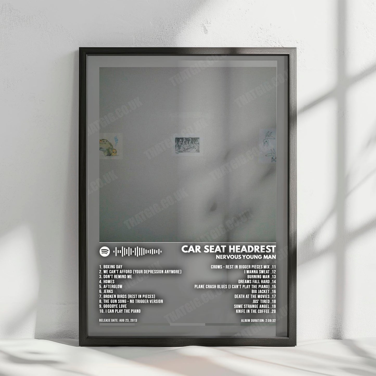 Car Seat Headrest "Headrest Nervous Young Man" Album Cover Poster - with Complete Tracklist