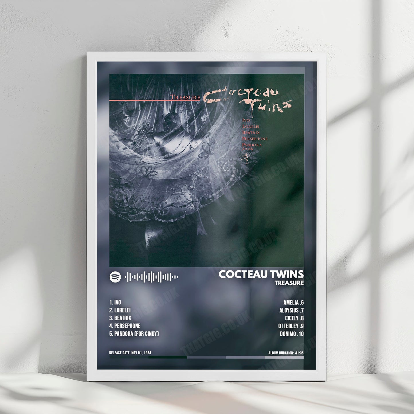 Cocteau Twins "Treasure" Album Cover Poster - with Complete Tracklist