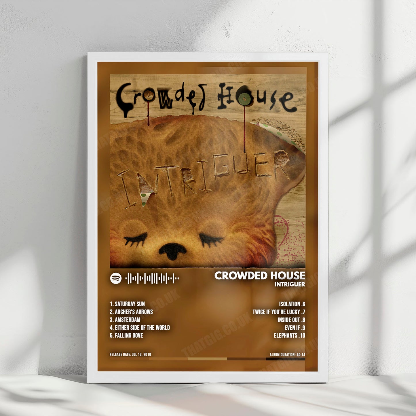 Crowded House "Intriguer" Album Cover Poster - with Complete Tracklist