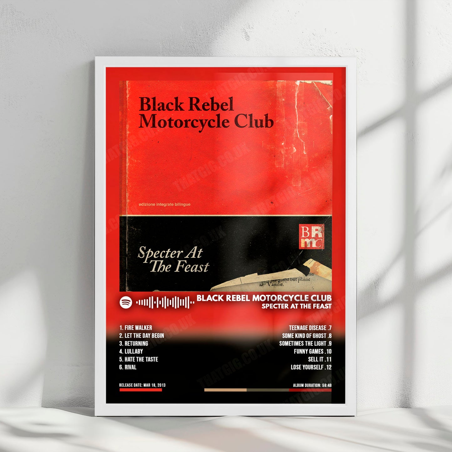 Black Rebel Motorcycle Club "Specter at the Feast" Album Cover Poster - with Complete Tracklist